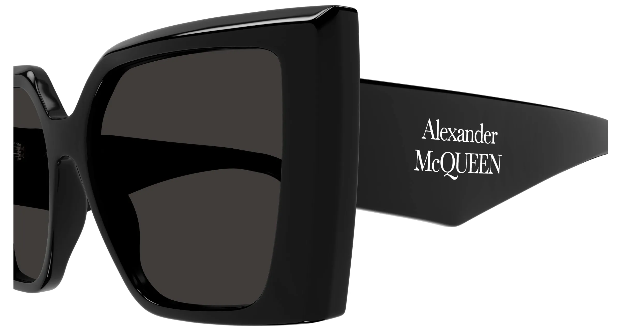 Alexander McQueen AM0467S 001 Occhiali da sole Acetato Nero Grigio Squadrata - immagine 3
