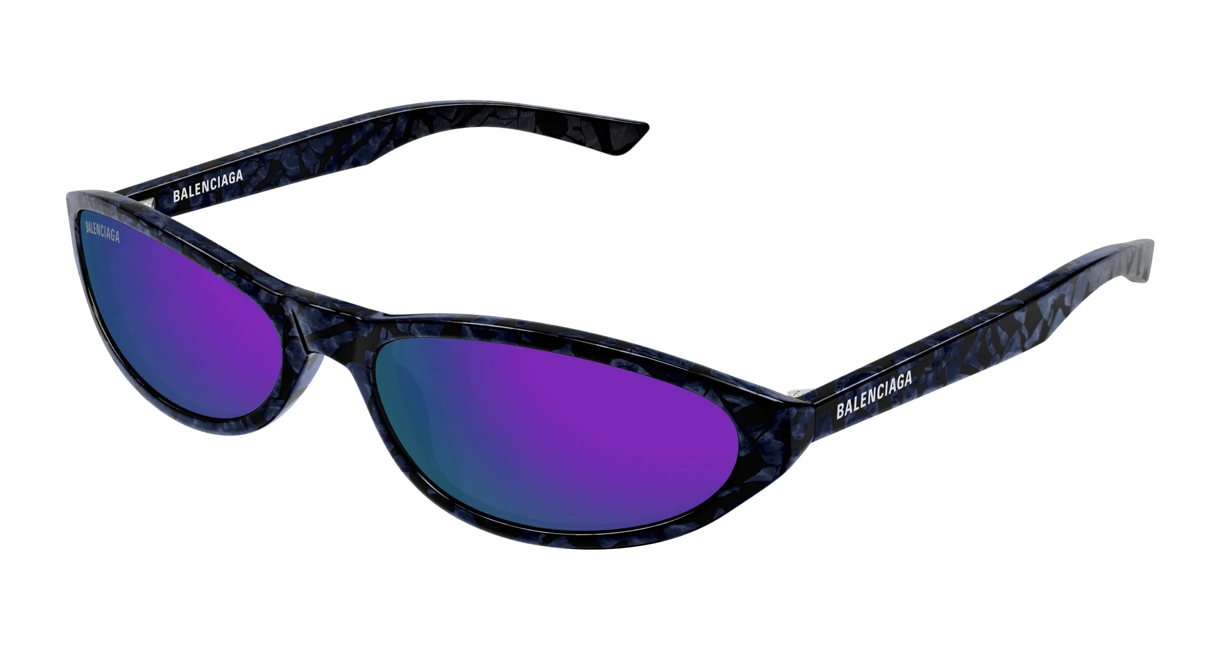 Balenciaga BB0007S 011 Occhiali da sole Acetato Viola Viola Rotonda - immagine 1