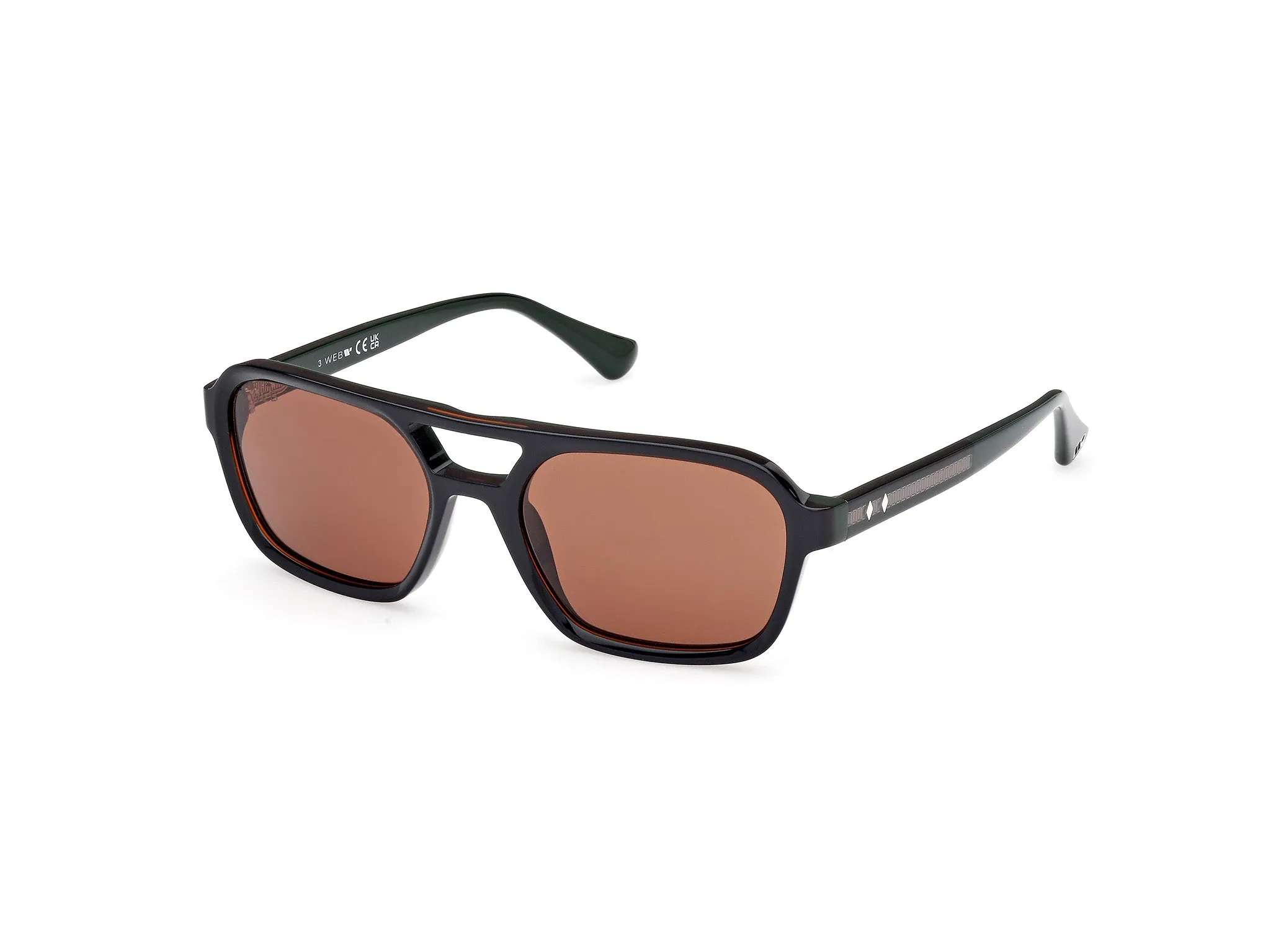 Web WE0376 98E Occhiali da sole Acetato Verde Marrone Squadrata Normale - immagine 1