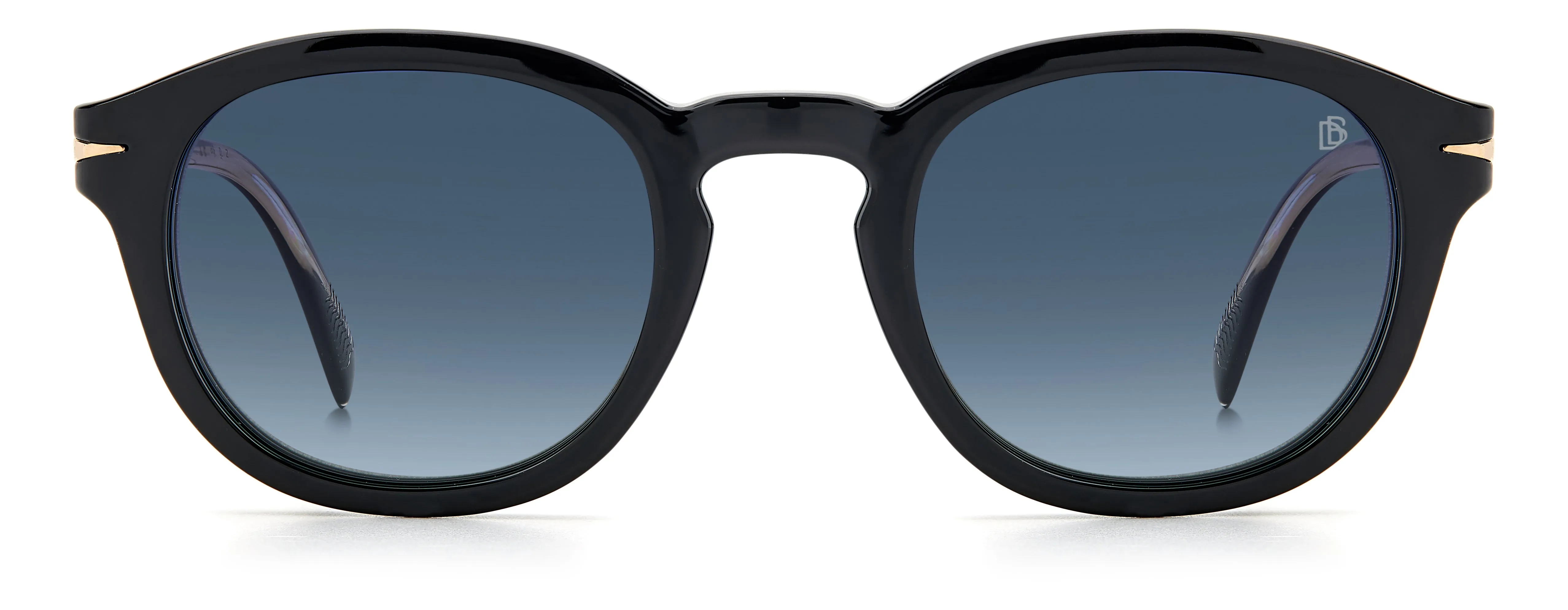 DAVID BECKHAM DB 1080/CS 2M2/Z7 Occhiali da sole Acetato Nero/Oro Blu Rotonda Clip-on - immagine 2