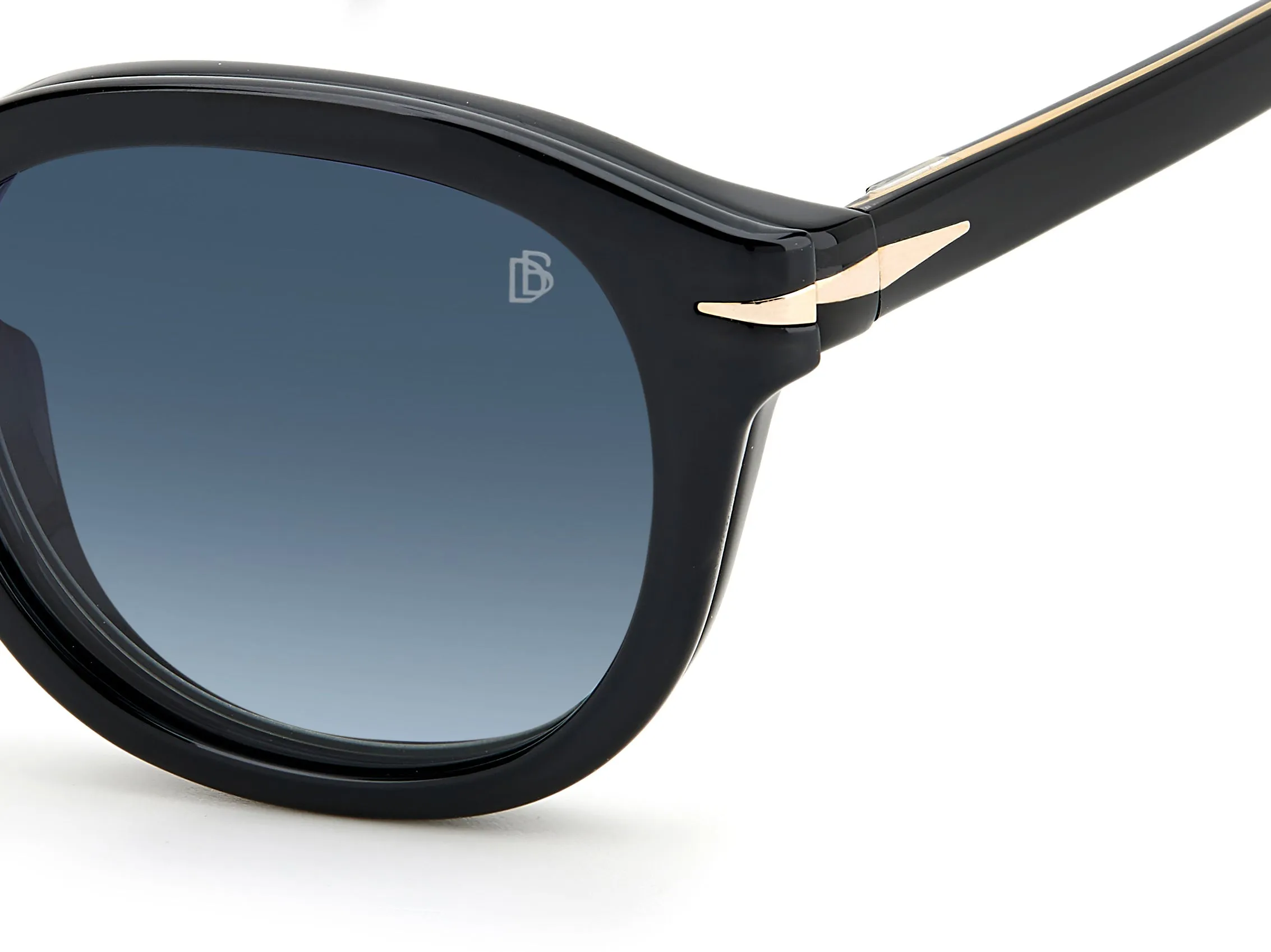 DAVID BECKHAM DB 1080/CS 2M2/Z7 Occhiali da sole Acetato Nero/Oro Blu Rotonda Clip-on - immagine 3