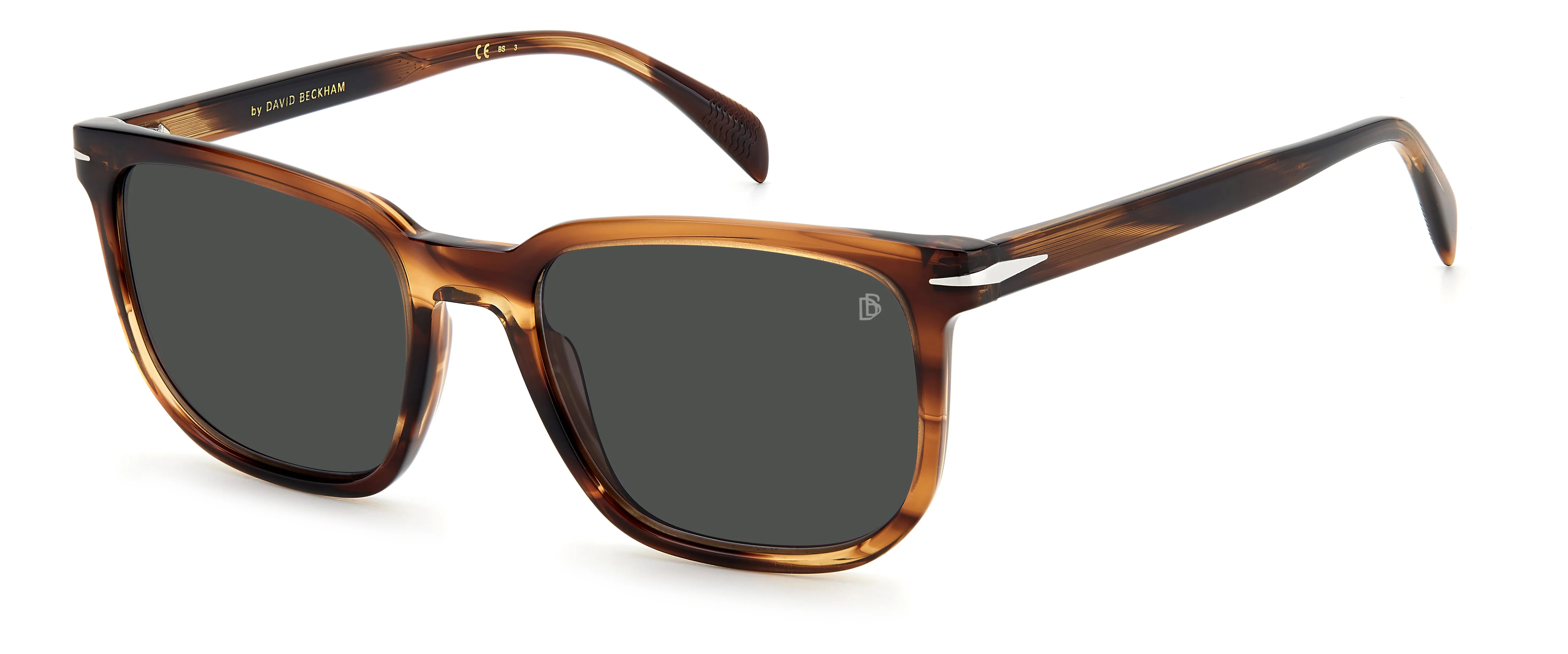 DAVID BECKHAM DB 1076/S KVI/IR Occhiali da sole Acetato Marrone strisciato Grigio Squadrata - immagine 1