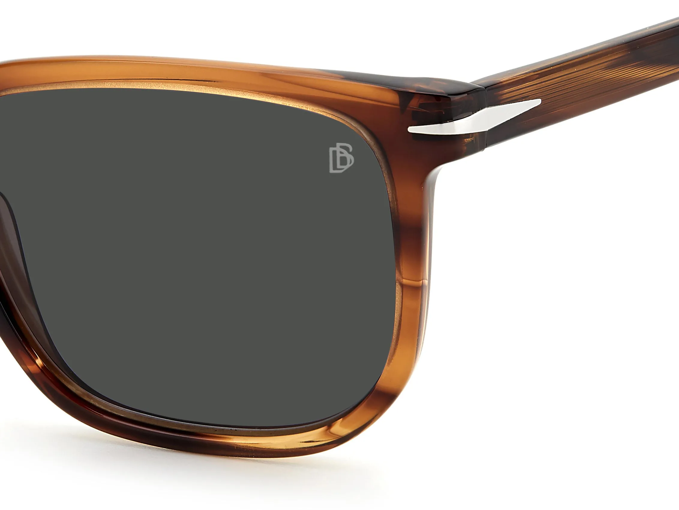 DAVID BECKHAM DB 1076/S KVI/IR Occhiali da sole Acetato Marrone strisciato Grigio Squadrata - immagine 3