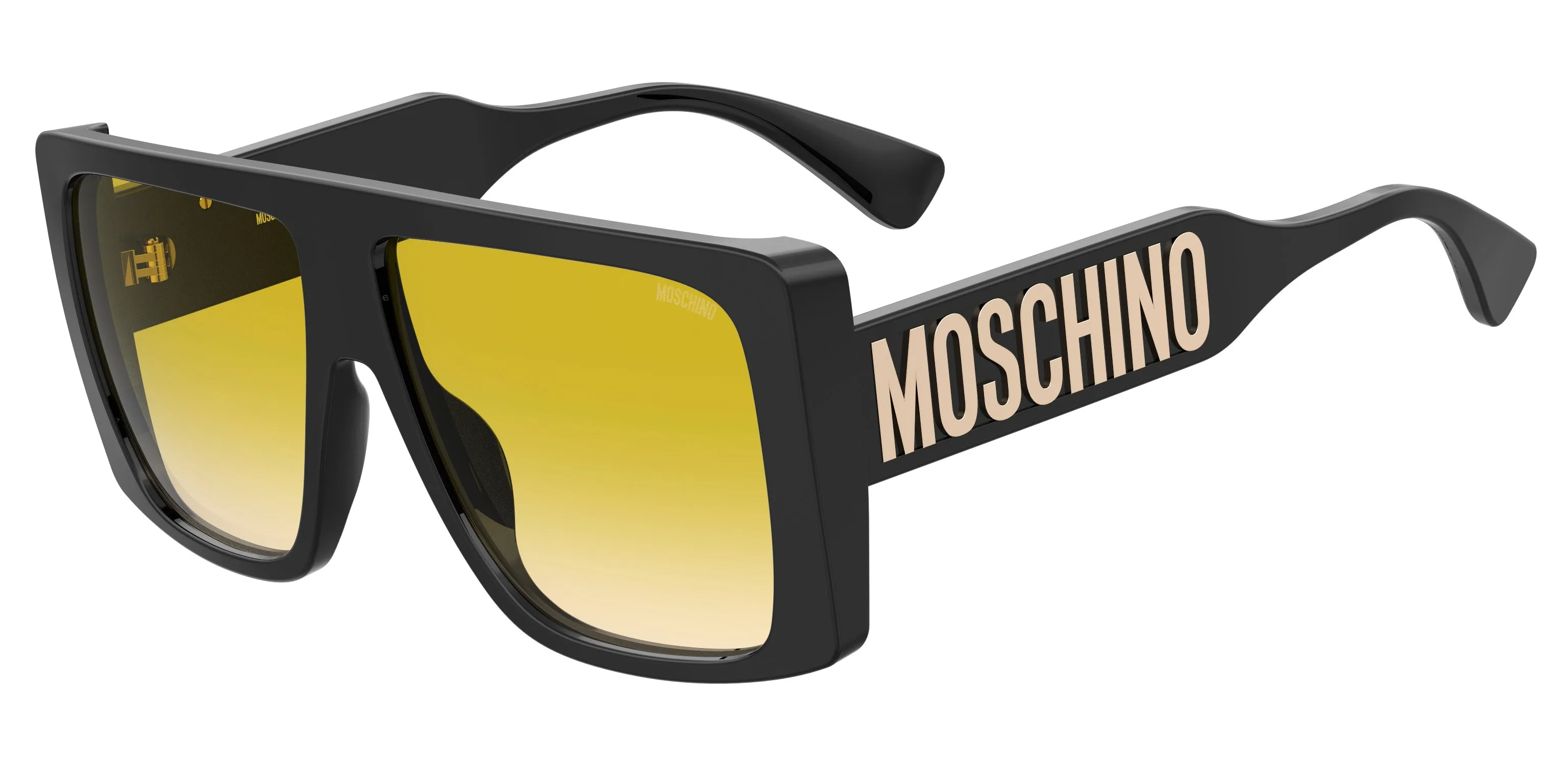 Moschino MOS119/S 807/06 Occhiali da sole Acetato Nero Giallo Squadrata Sfumato - immagine 1