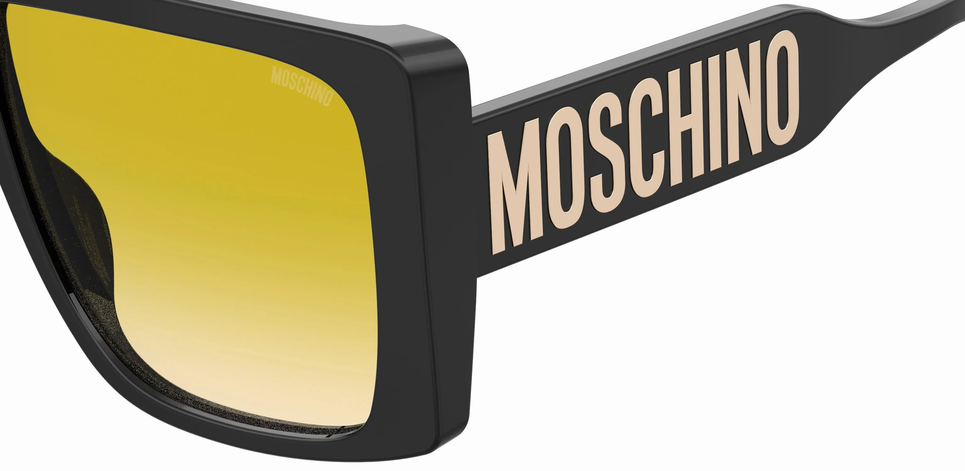 Moschino MOS119/S 807/06 Occhiali da sole Acetato Nero Giallo Squadrata Sfumato - immagine 3