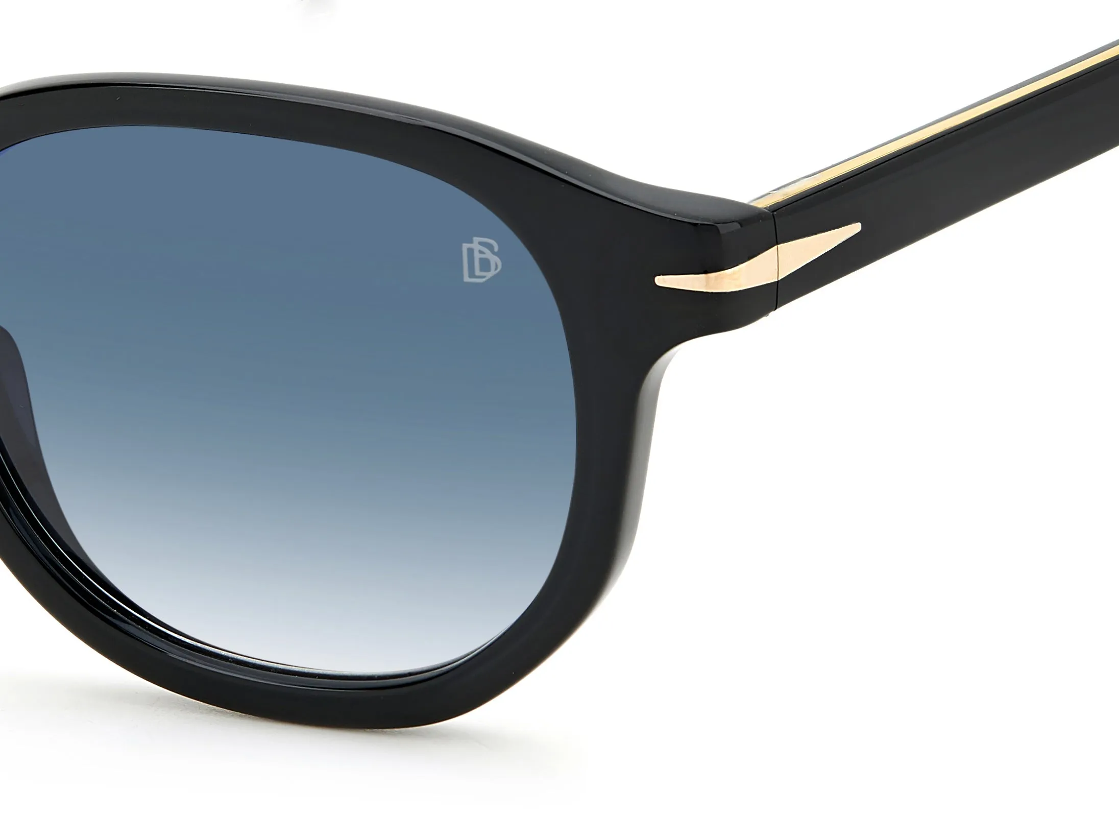 DAVID BECKHAM DB 1007/S 807/08 Occhiali da sole Acetato Nero Blu Rotonda Sfumato - immagine 3