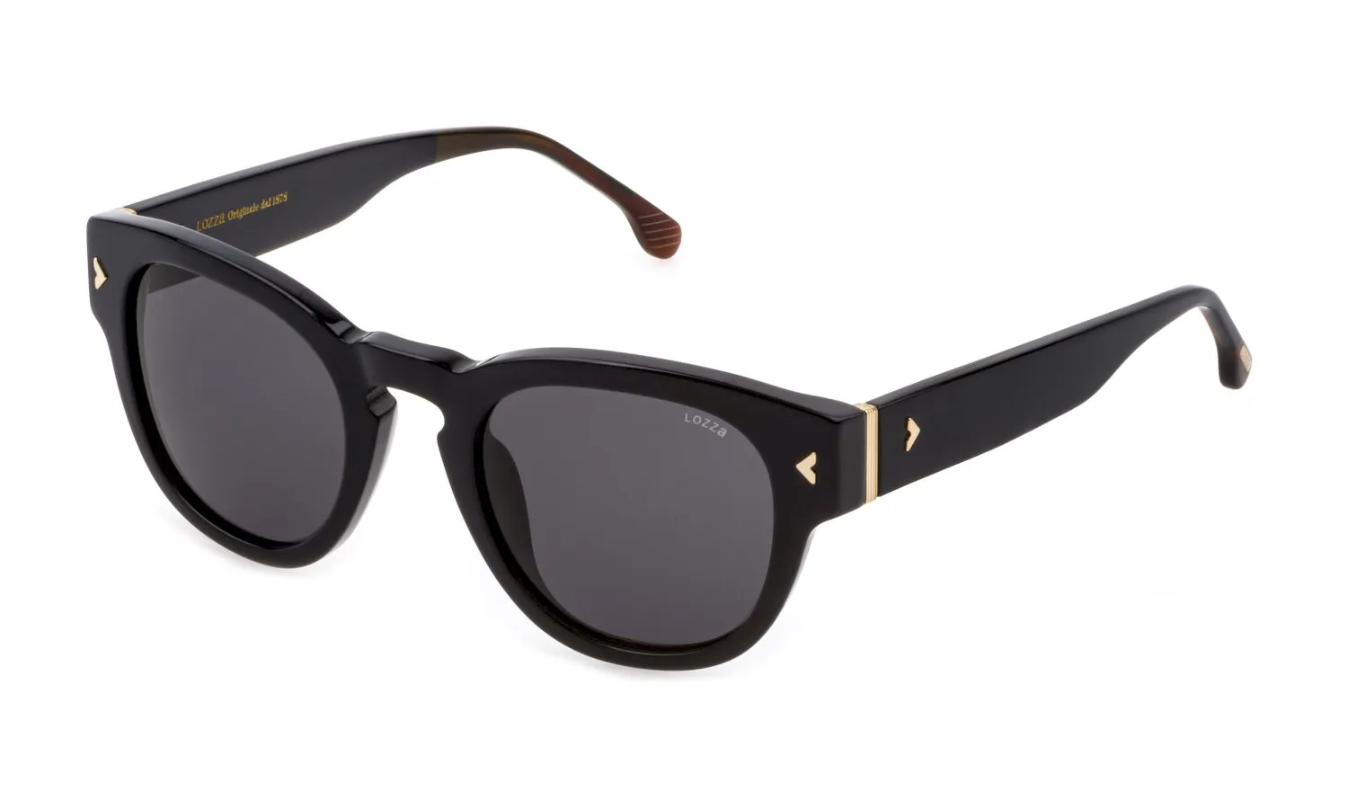 Lozza SL4263 AGRIGENTO 2 0700 Occhiali da sole Acetato Nero Grigio Rotonda Normale - immagine 1