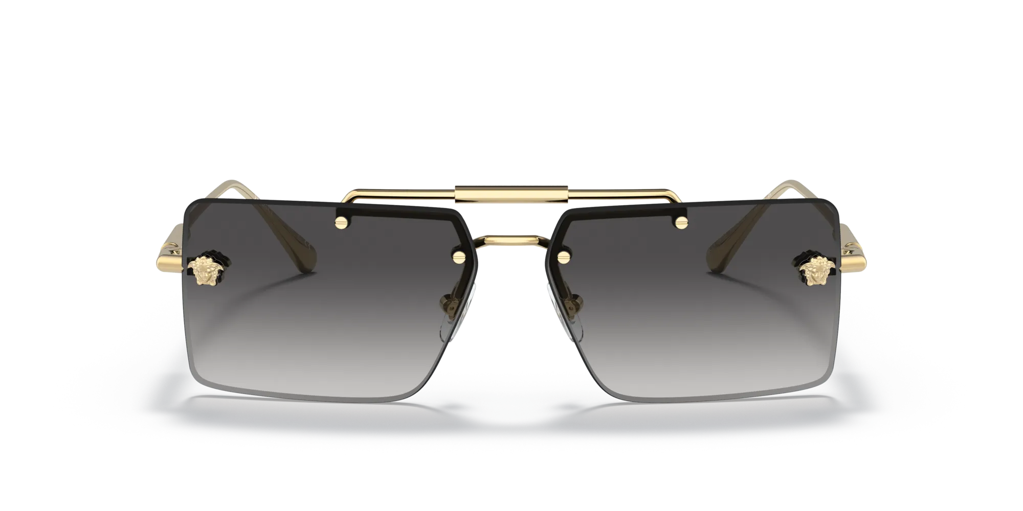 Versace VE2245 10028G Occhiali da sole Metallo Oro Grigio Squadrata Normale Sfumato - immagine 3