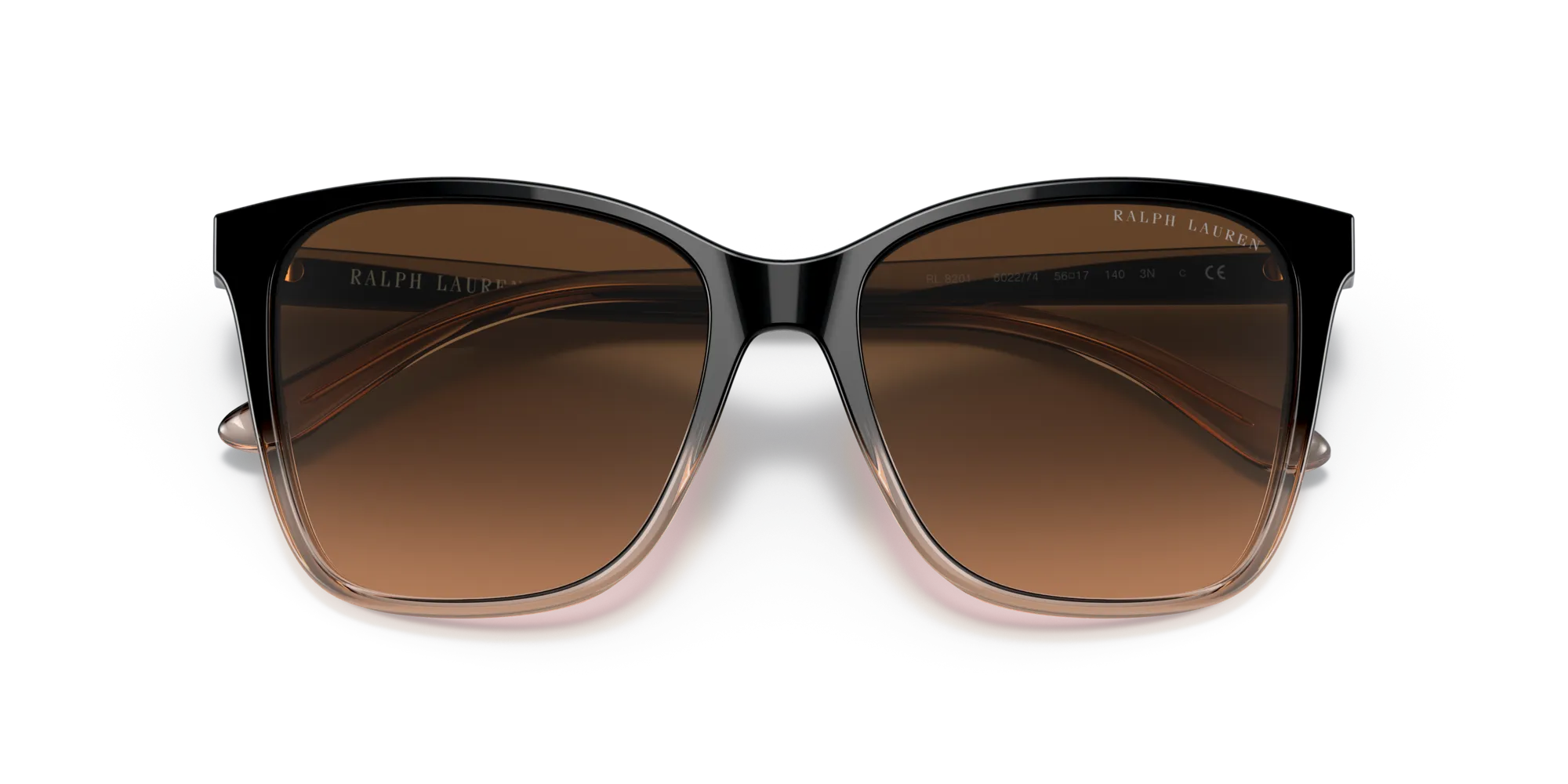 Ralph Lauren RL8201 602274 Occhiali da sole Acetato Nero Marrone Pillow Normale Sfumato - immagine 2