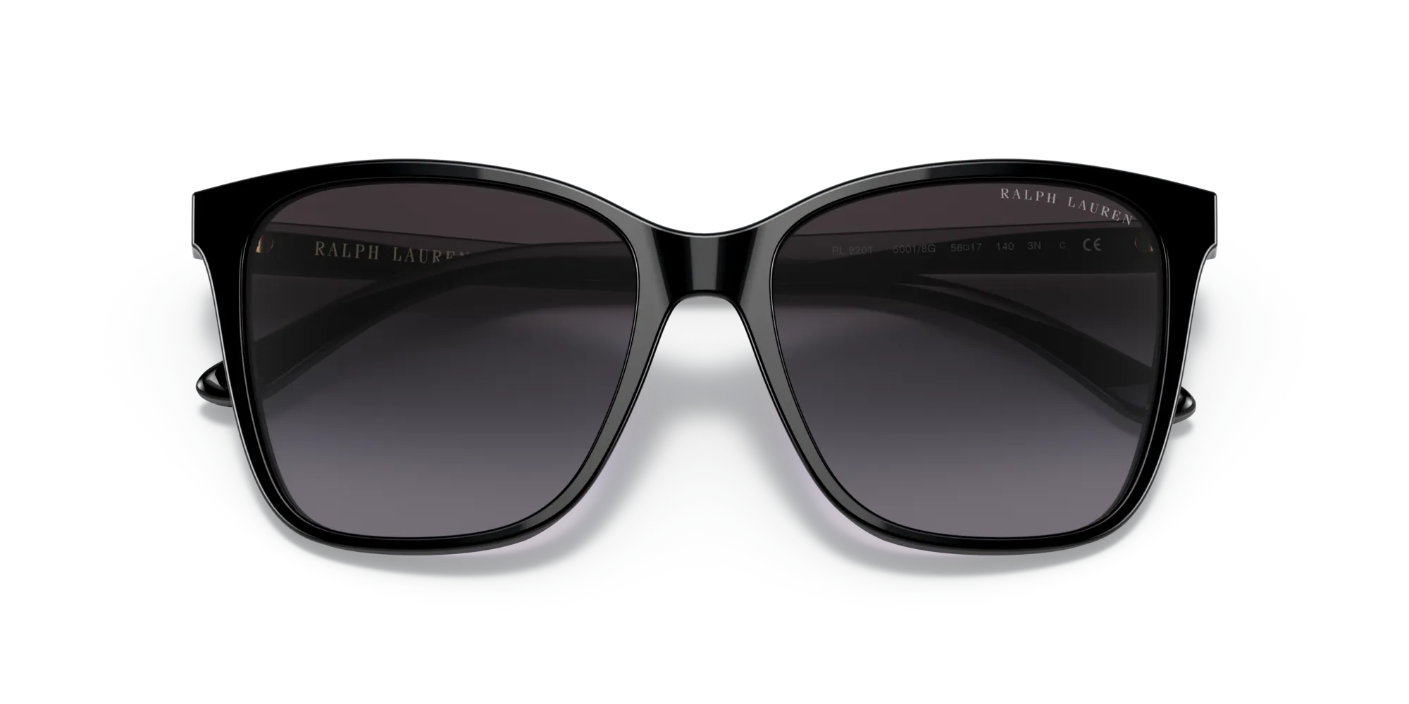 Ralph Lauren RL8201 50018G Occhiali da sole Acetato Nero Grigio Pillow Normale Sfumato - immagine 2