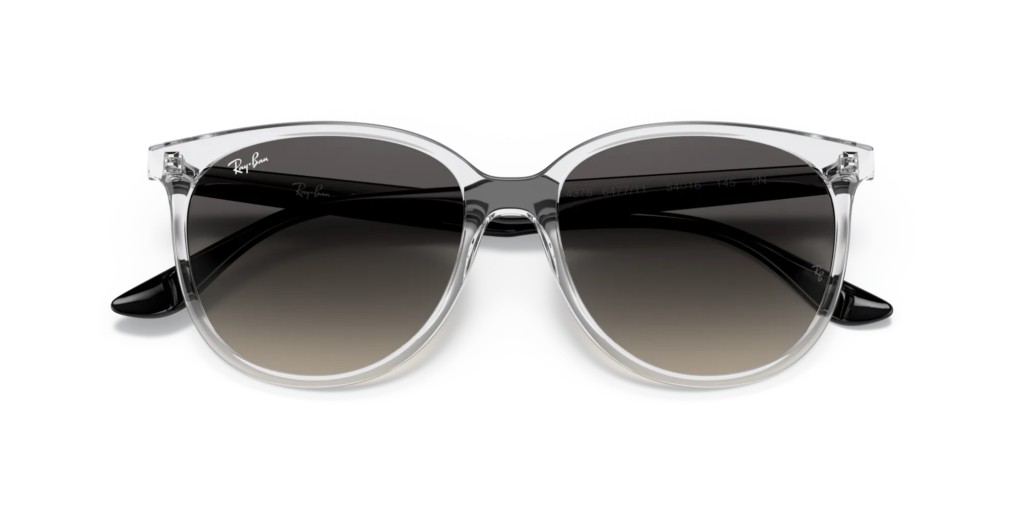 Ray - Ban RB4378 647711 Occhiali da sole Iniettato Trasparente Grigio Squadrata Normale Sfumato - immagine 2