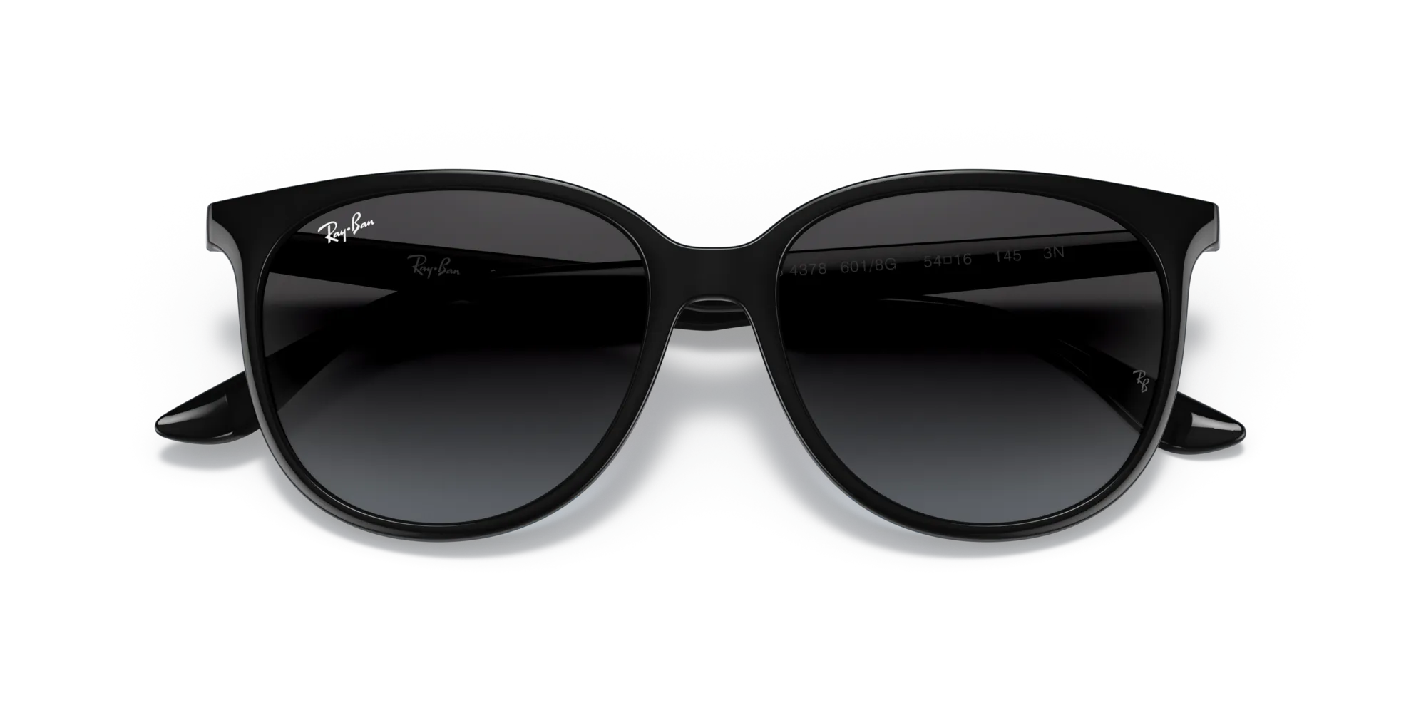 Ray - Ban RB4378 601/8G Occhiali da sole Iniettato Nero Grigio Squadrata Normale Sfumato - immagine 2