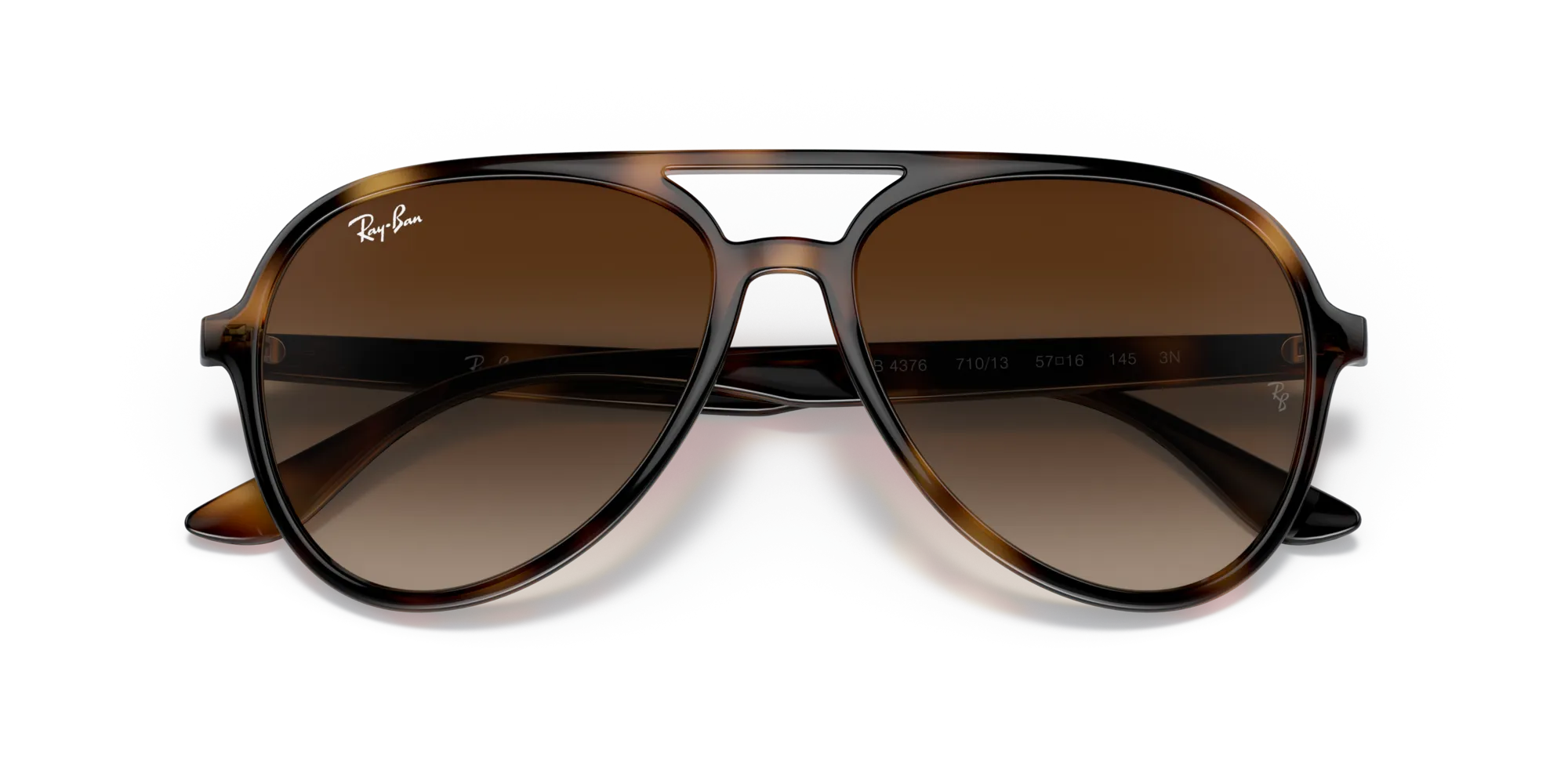 Ray - Ban RB4376 710/13 Occhiali da sole Iniettato Tartaruga Marrone Pilot Normale Sfumato - immagine 2