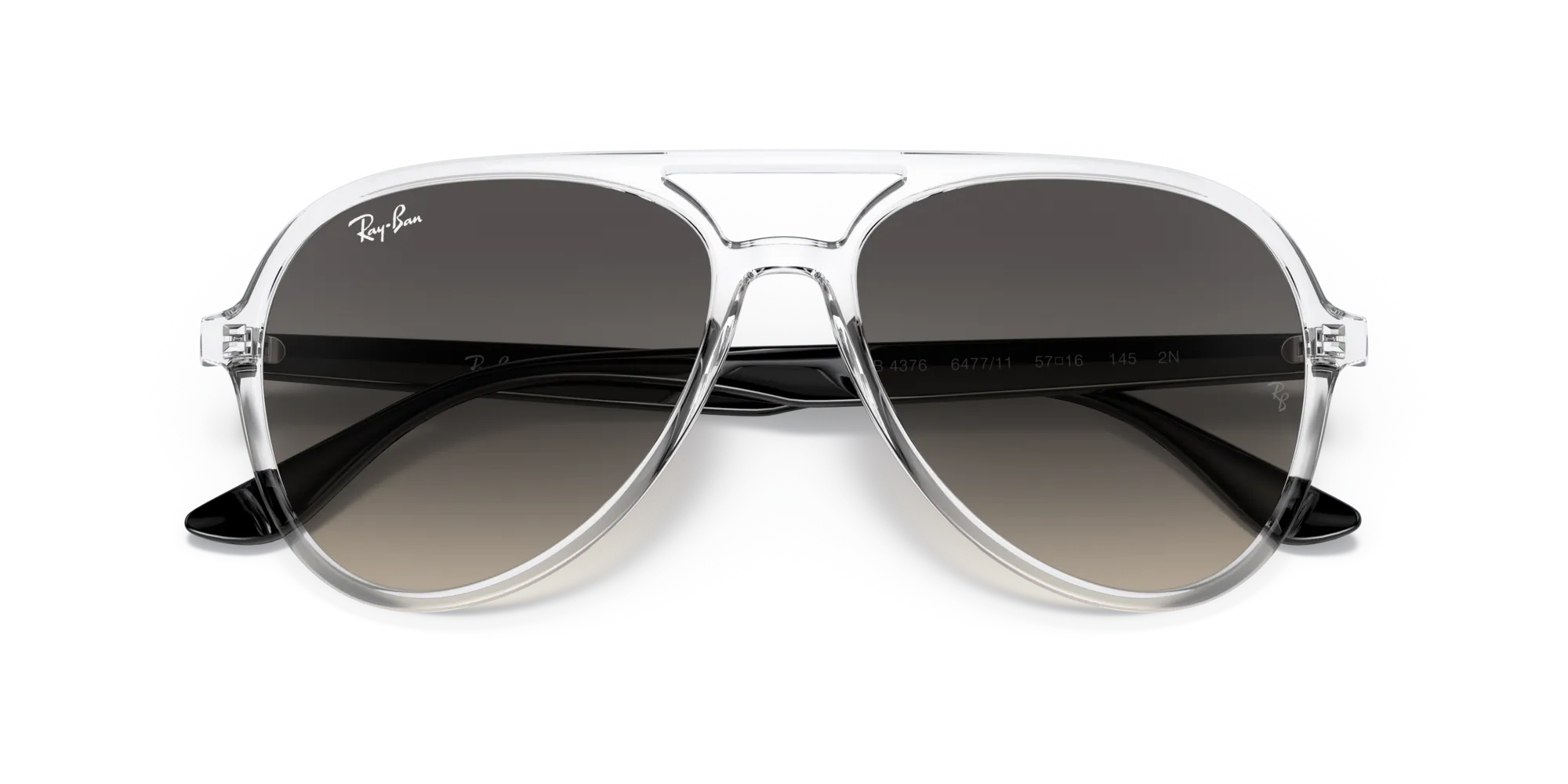 Ray - Ban RB4376 647711 Occhiali da sole Iniettato Trasparente Grigio Pilot Normale Sfumato - immagine 2