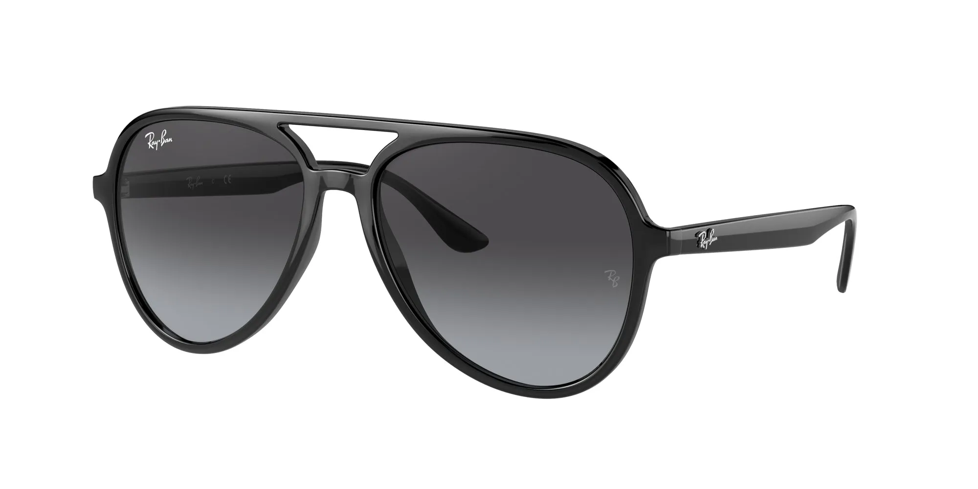 Ray - Ban RB4376 601/8G Occhiali da sole Iniettato Nero Grigio Pilot Normale Sfumato - immagine 1