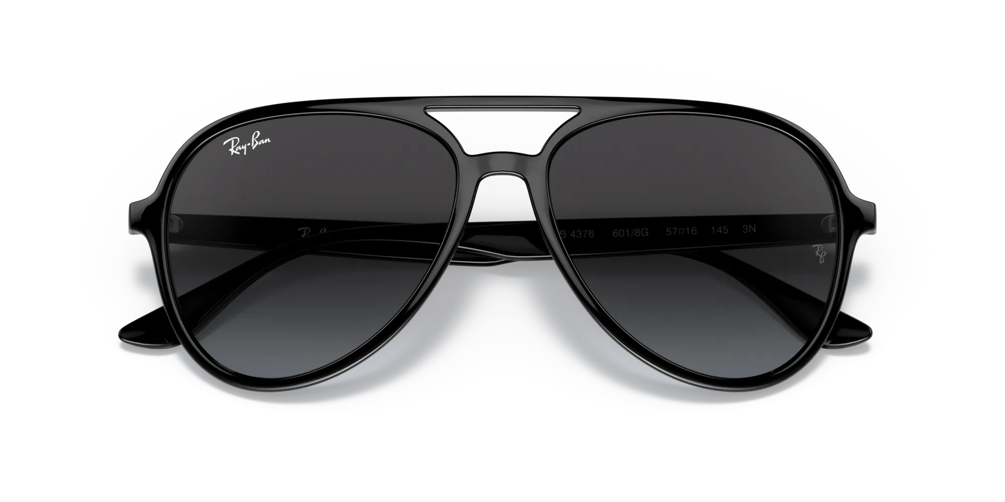 Ray - Ban RB4376 601/8G Occhiali da sole Iniettato Nero Grigio Pilot Normale Sfumato - immagine 2