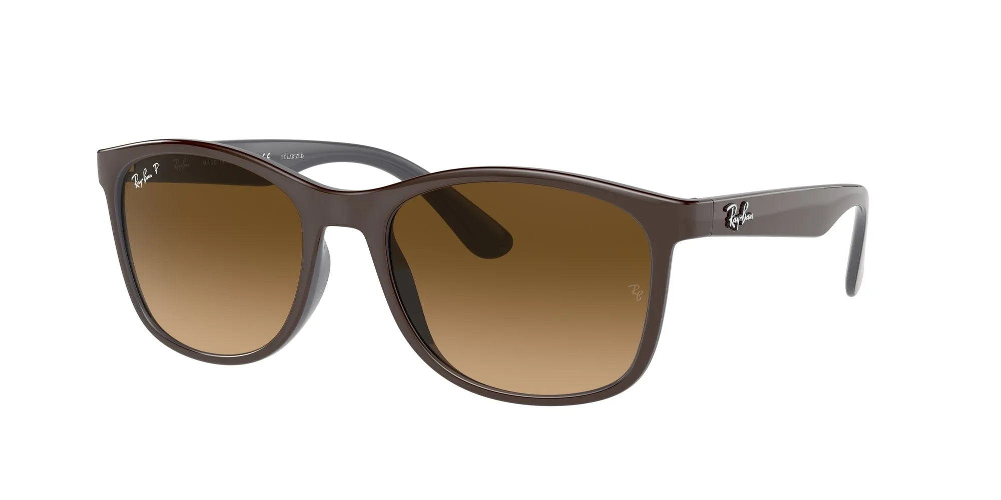 Ray - Ban RB4374 6600M2 Occhiali da sole Nylon Marrone Marrone Squadrata Polarizzata Sfumato - immagine 1