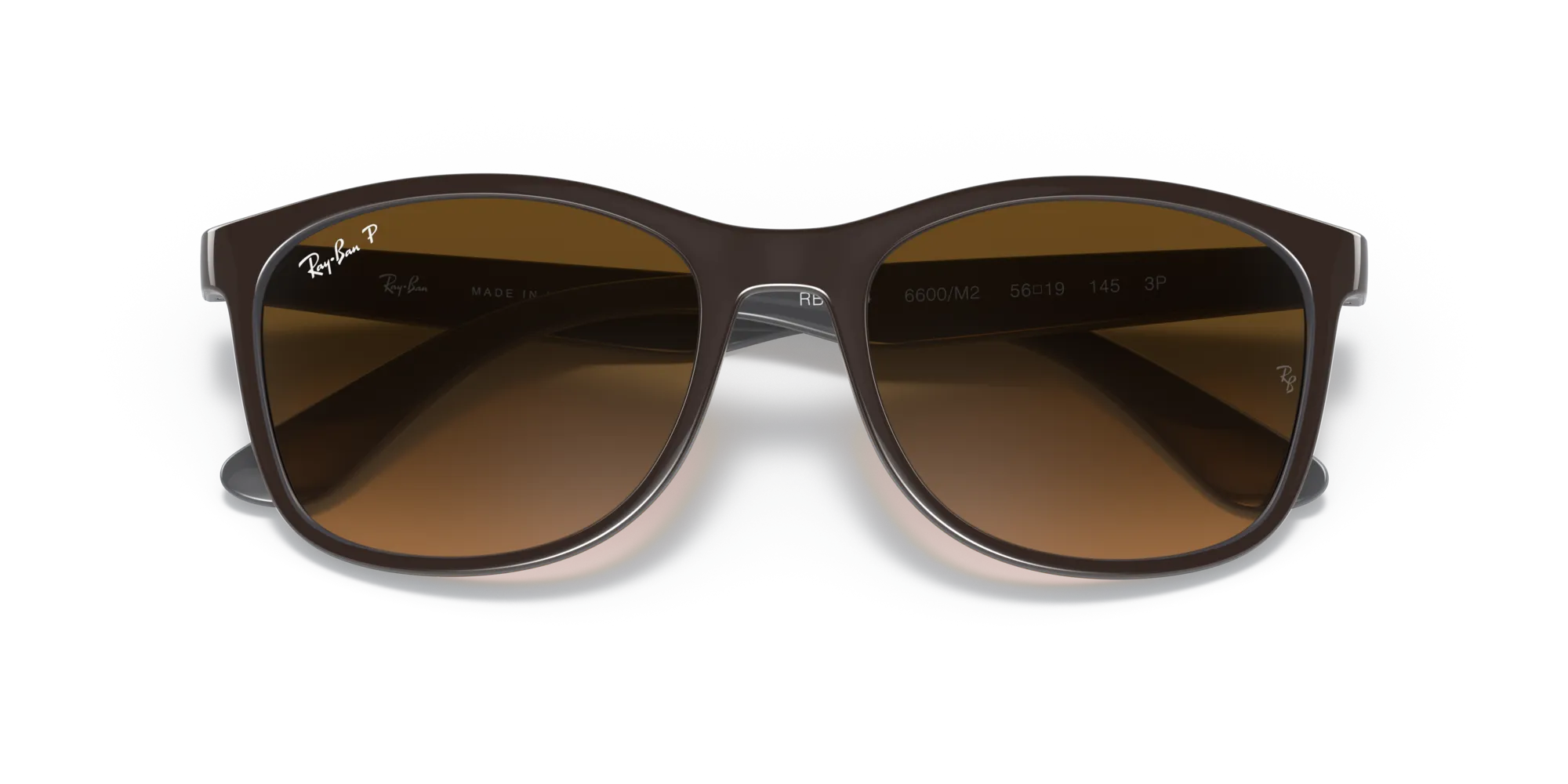 Ray - Ban RB4374 6600M2 Occhiali da sole Nylon Marrone Marrone Squadrata Polarizzata Sfumato - immagine 2