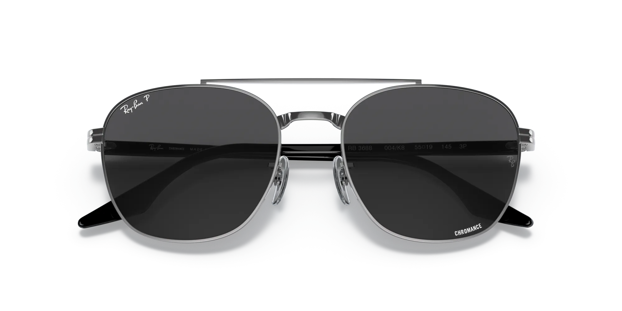 Ray - Ban RB3688 004/K8 Occhiali da sole Metallo Grigio Grigio Squadrata Polarizzata Antiriflesso - immagine 2
