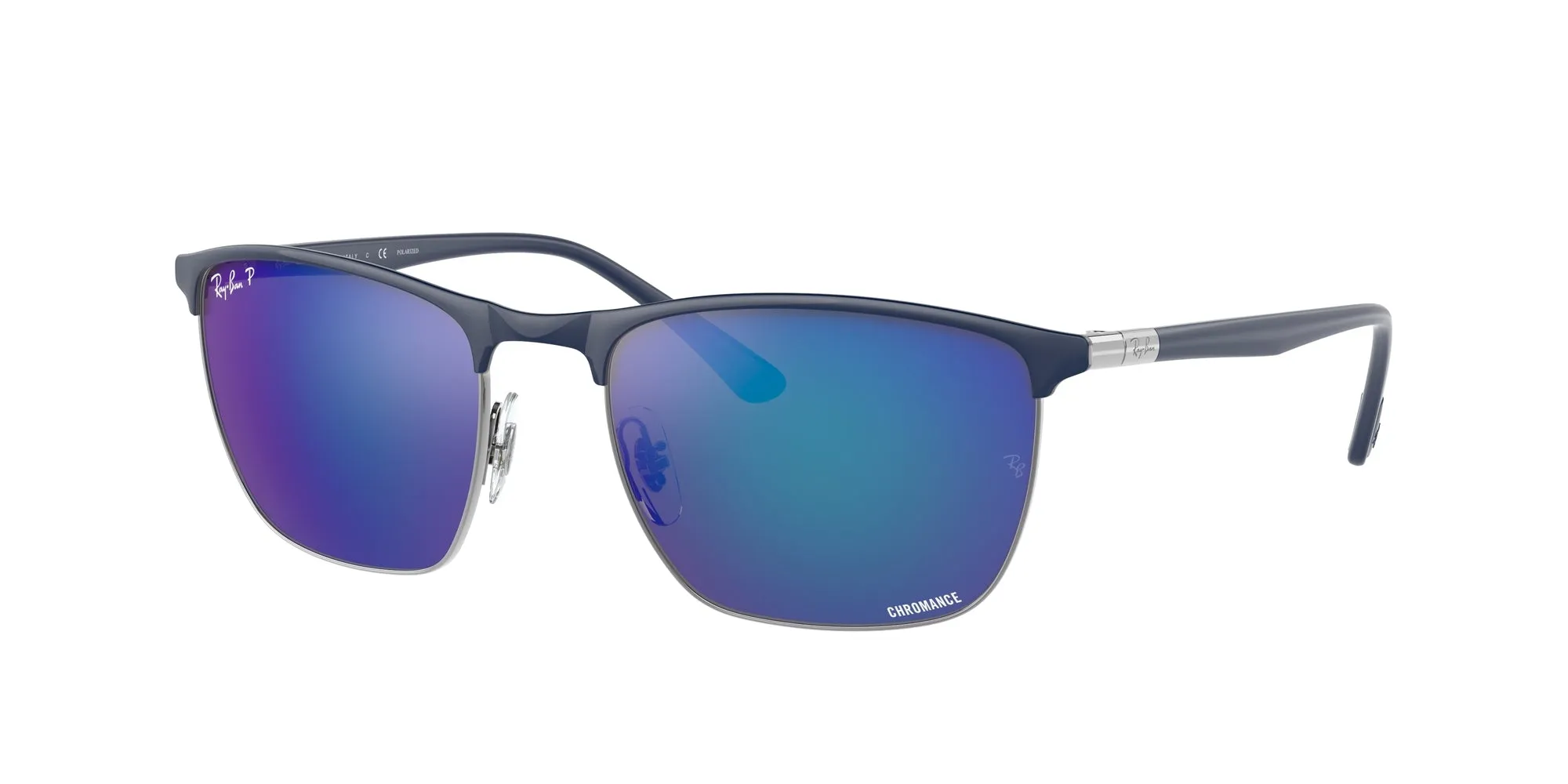 Ray - Ban RB3686 92044L Occhiali da sole Acciaio Blu Blu Squadrata Polarizzata Specchiato - immagine 1