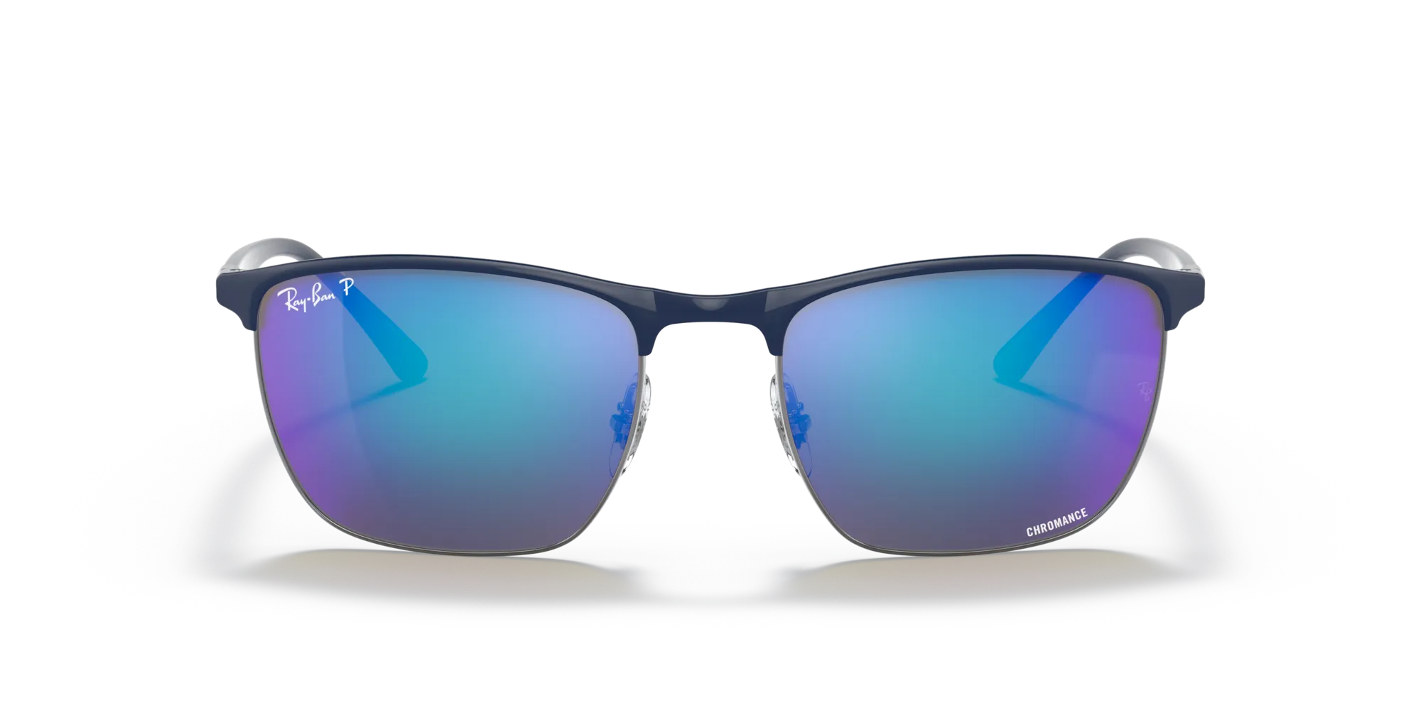 Ray - Ban RB3686 92044L Occhiali da sole Acciaio Blu Blu Squadrata Polarizzata Specchiato - immagine 3