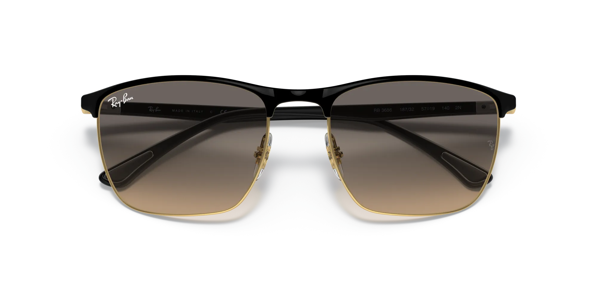 Ray - Ban RB3686 187/32 Occhiali da sole Acciaio Nero Grigio Squadrata Normale Sfumato - immagine 2