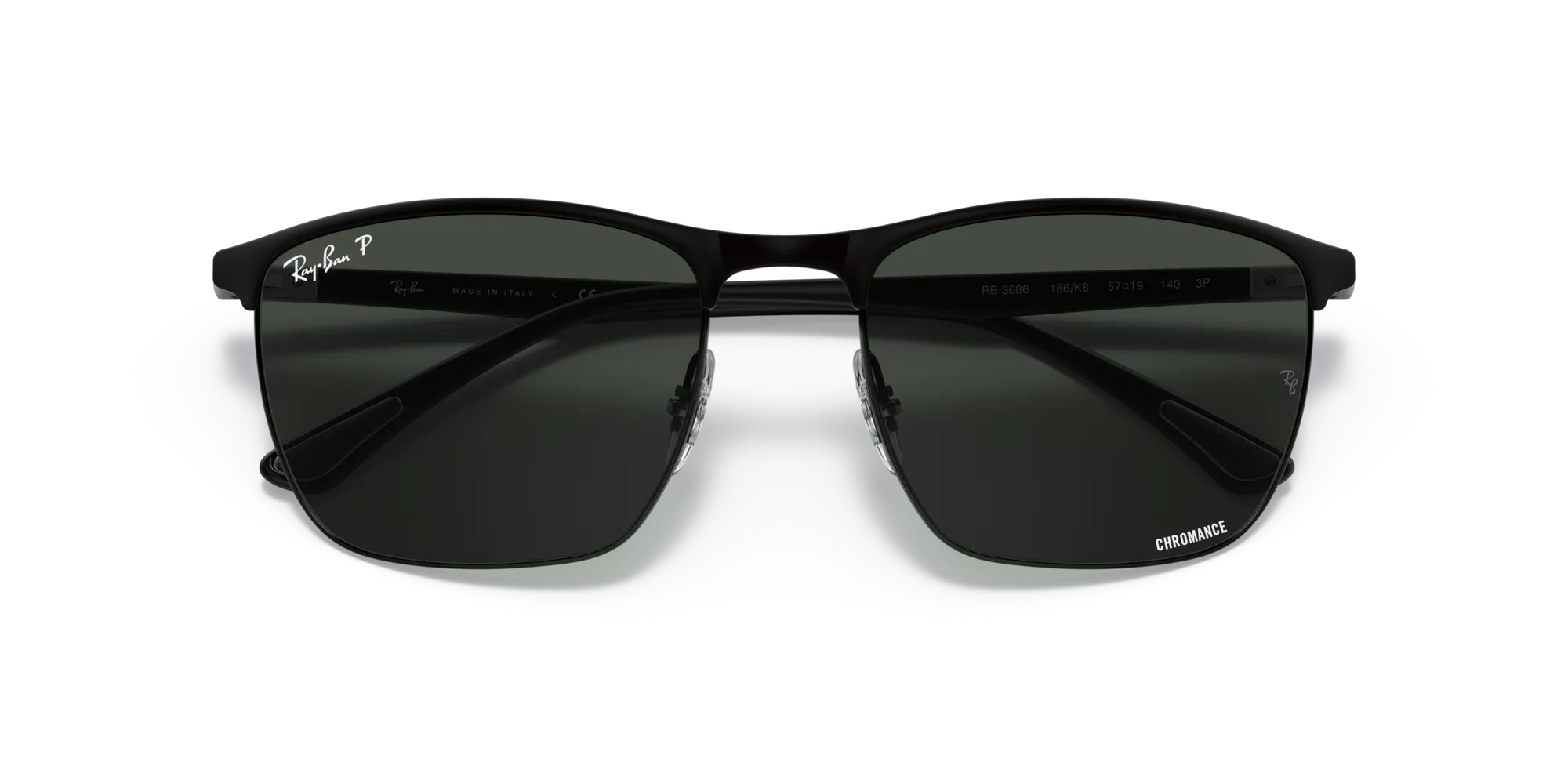Ray - Ban RB3686 186/K8 Occhiali da sole Acciaio Nero Grigio Squadrata Polarizzata - immagine 2