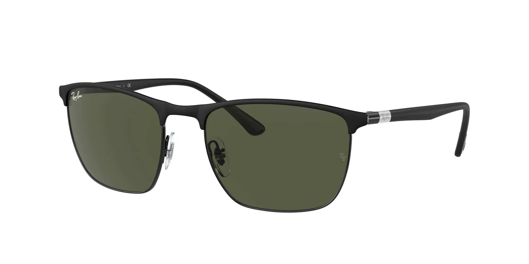 Ray - Ban RB3686 186/31 Occhiali da sole Acciaio Nero Verde Squadrata Normale - immagine 1