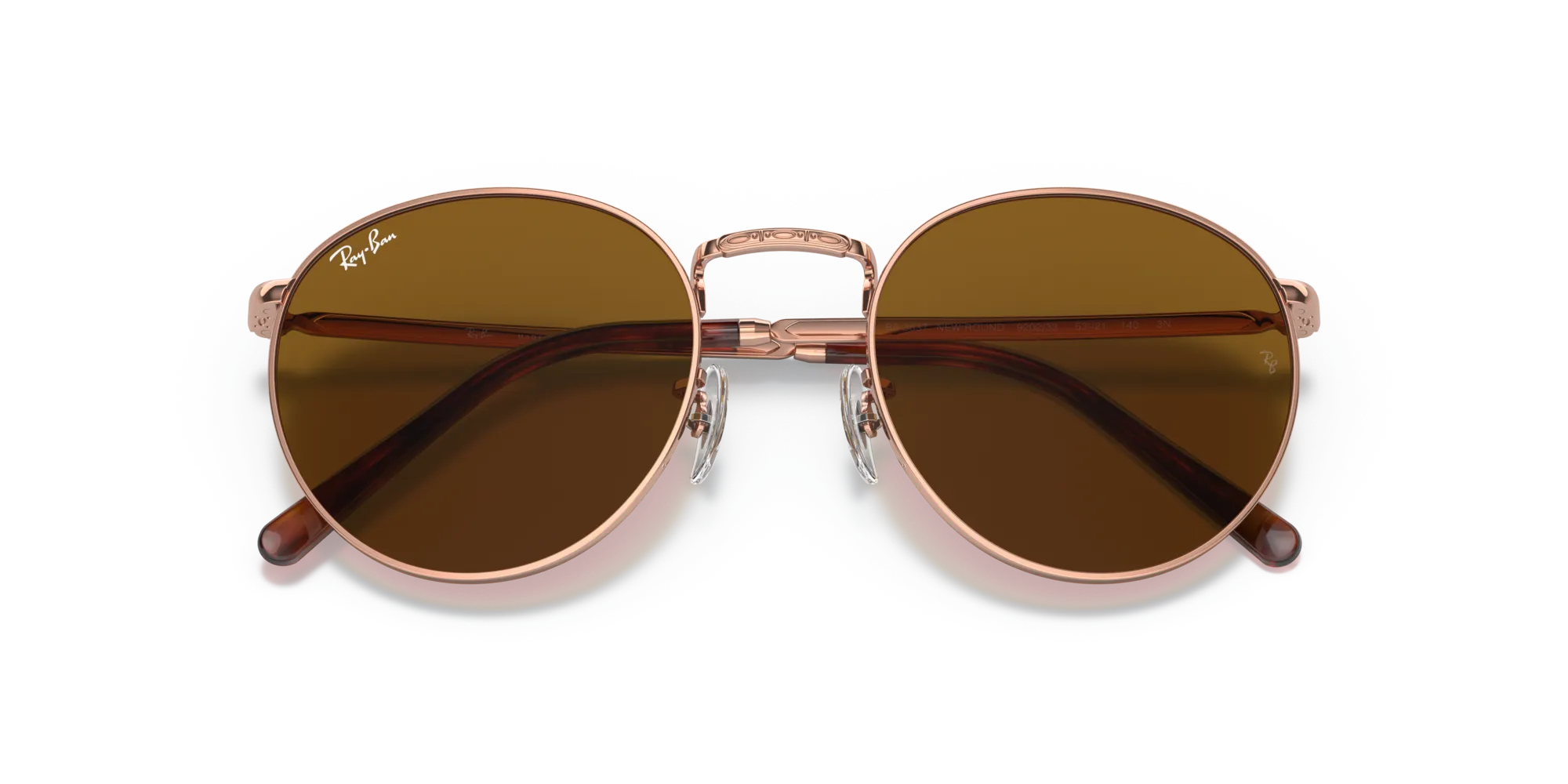 Ray - Ban RB3637 NEW ROUND 920233 Occhiali da sole Metallo Oro Marrone Pantos Normale - immagine 2