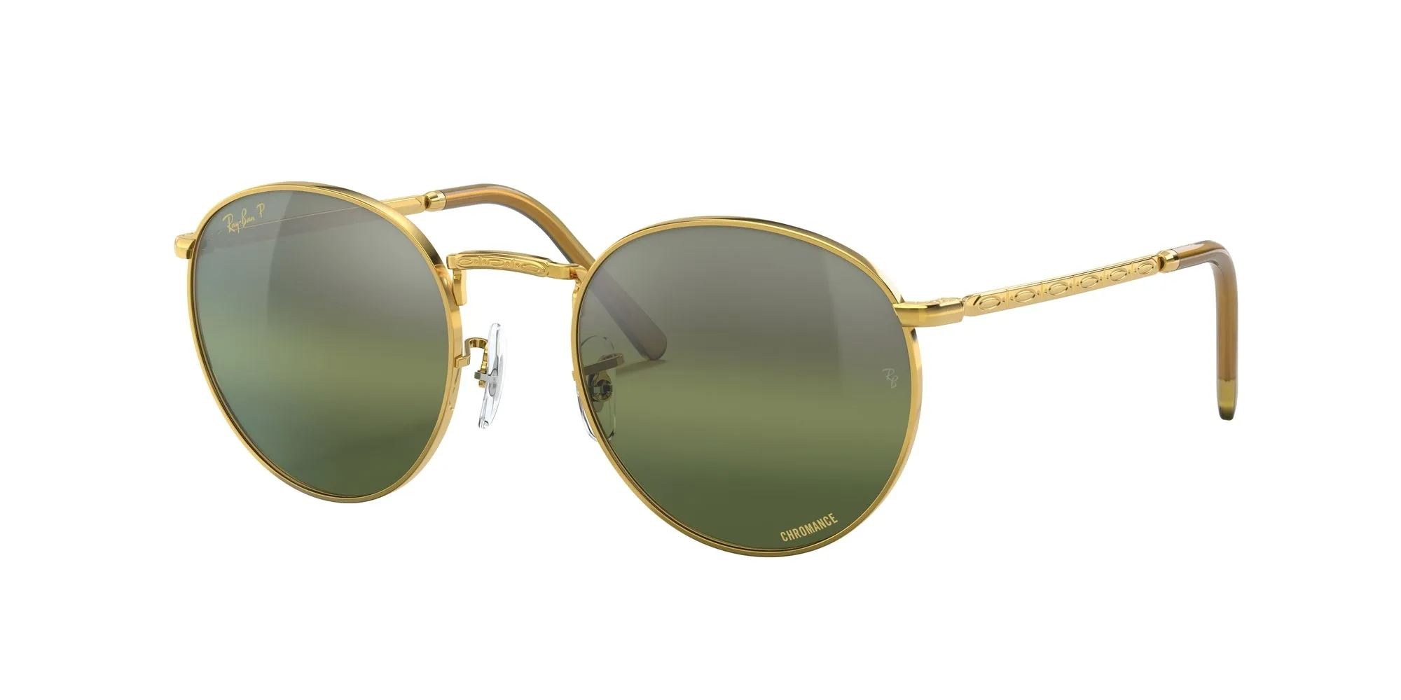 Ray - Ban RB3637 NEW ROUND 9196G4 Occhiali da sole Metallo Oro Verde Pantos Polarizzata Sfumato - immagine 1