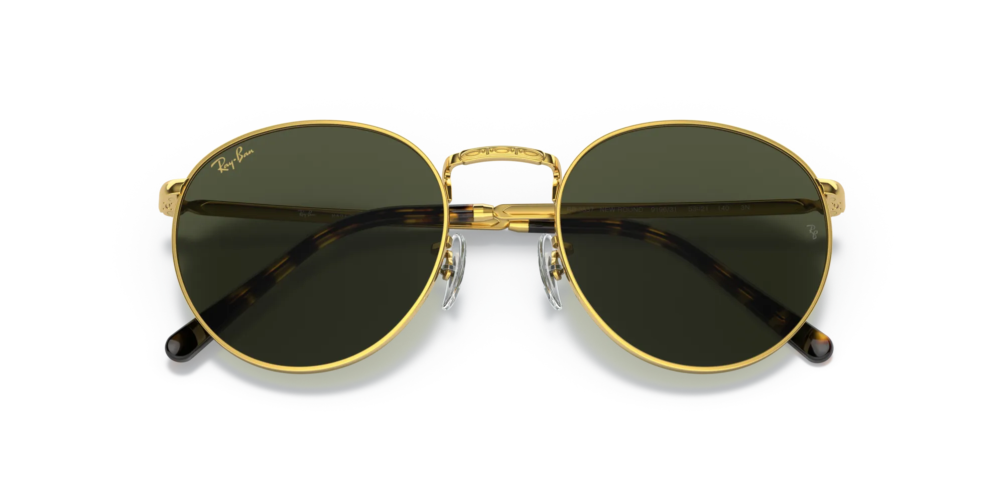 Ray - Ban RB3637 NEW ROUND 919631 Occhiali da sole Metallo Oro Verde Pantos Normale - immagine 2
