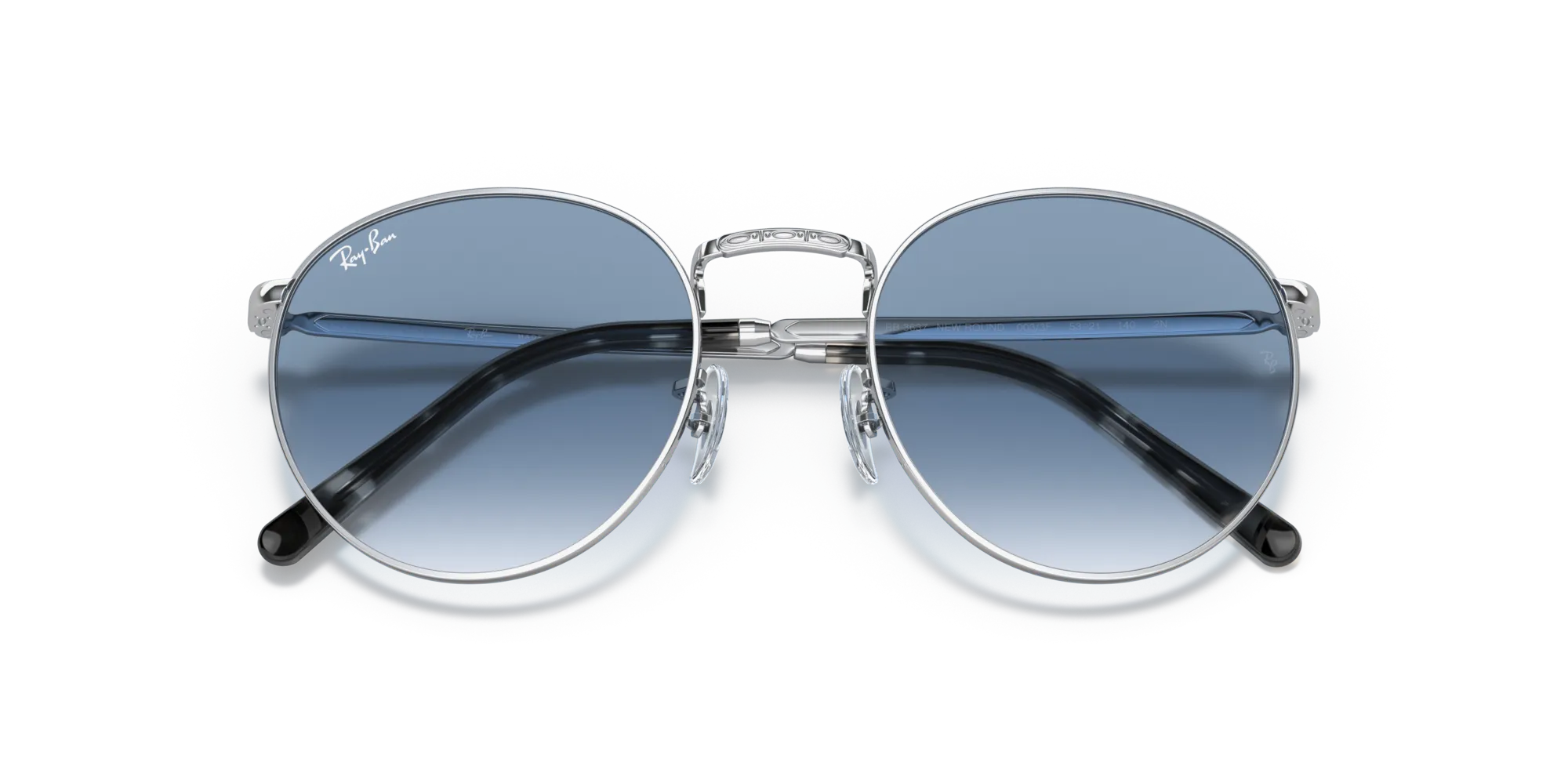 Ray - Ban RB3637 NEW ROUND 003/3F Occhiali da sole Metallo Argento Blu Pantos Normale Sfumato - immagine 2
