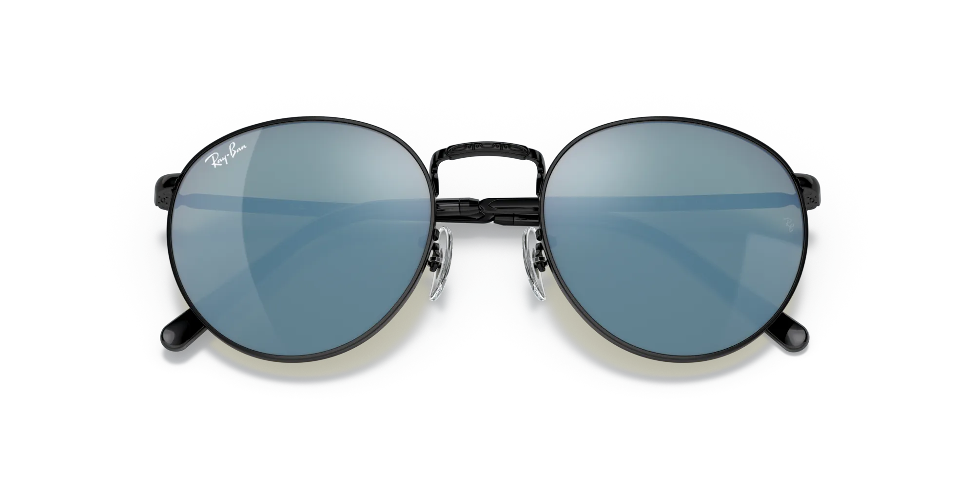 Ray - Ban RB3637 NEW ROUND 002/G1 Occhiali da sole Metallo Nero Blu Pantos Normale Specchiato - immagine 2