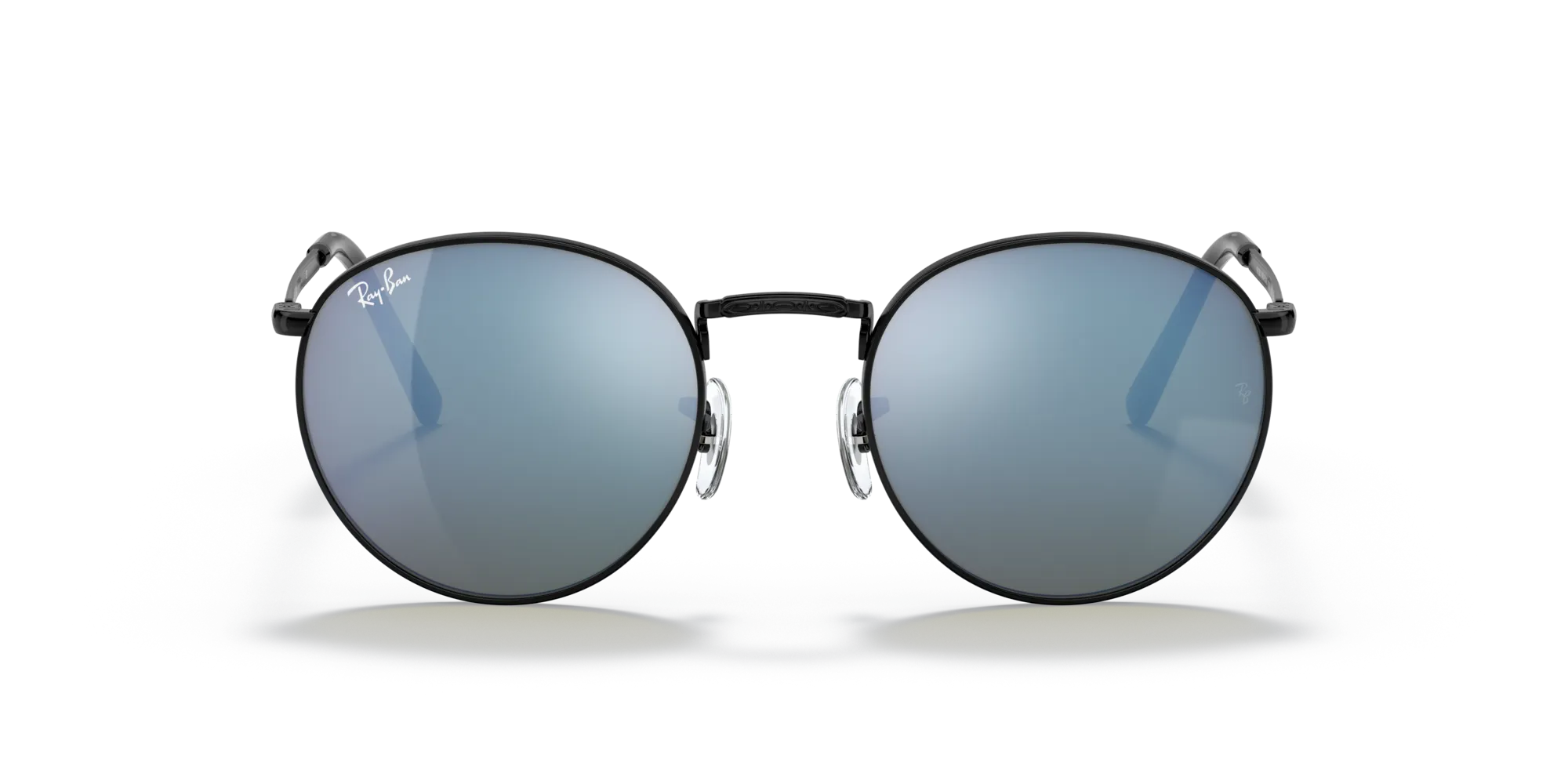 Ray - Ban RB3637 NEW ROUND 002/G1 Occhiali da sole Metallo Nero Blu Pantos Normale Specchiato - immagine 3