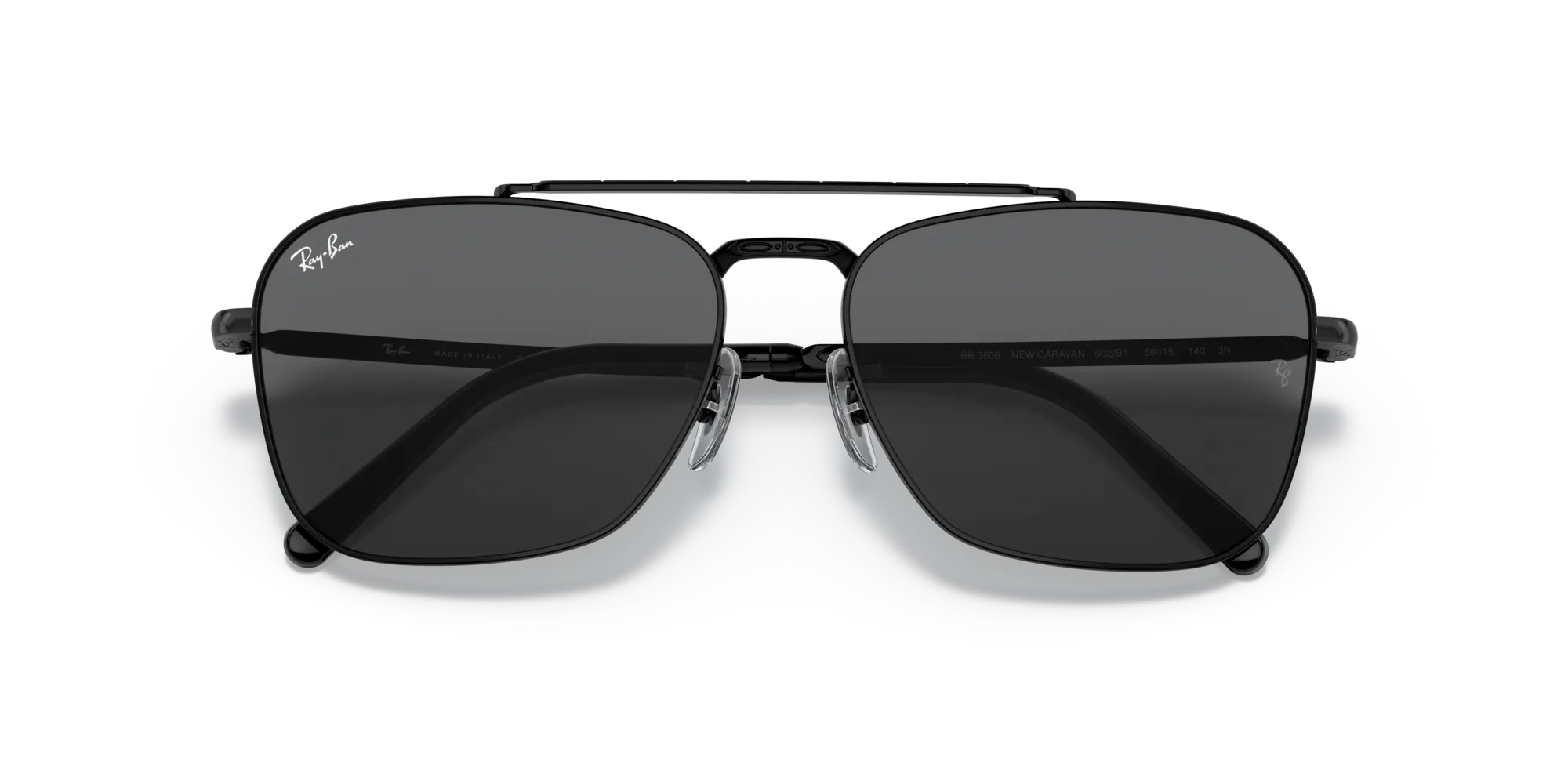Ray - Ban RB3636 NEW CARAVAN 002/B1 Occhiali da sole Metallo Nero Grigio Squadrata Normale - immagine 2