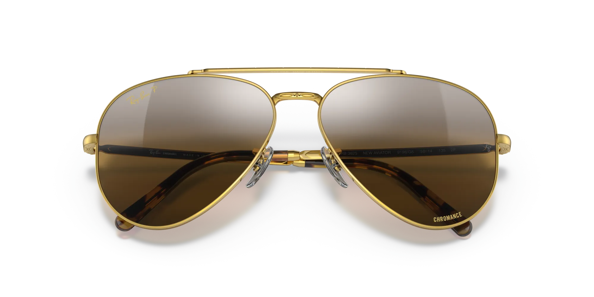 Ray - Ban RB3625 NEW AVIATOR 9196G5 Occhiali da sole Metallo Oro Marrone Pilot Polarizzata Sfumato - immagine 2