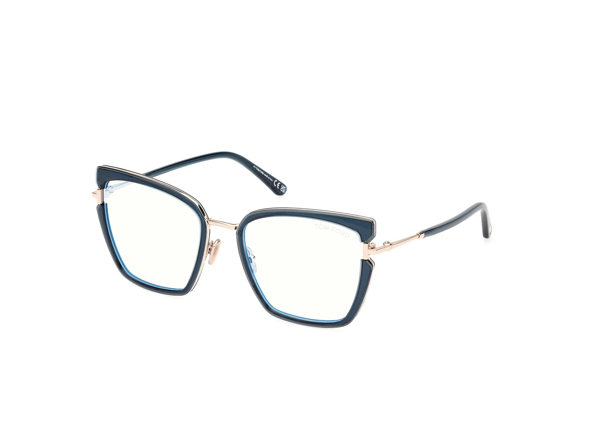TOM FORD FT5984-B 92 Montature da vista Iniettato Blu Farfalla Normale - immagine 1