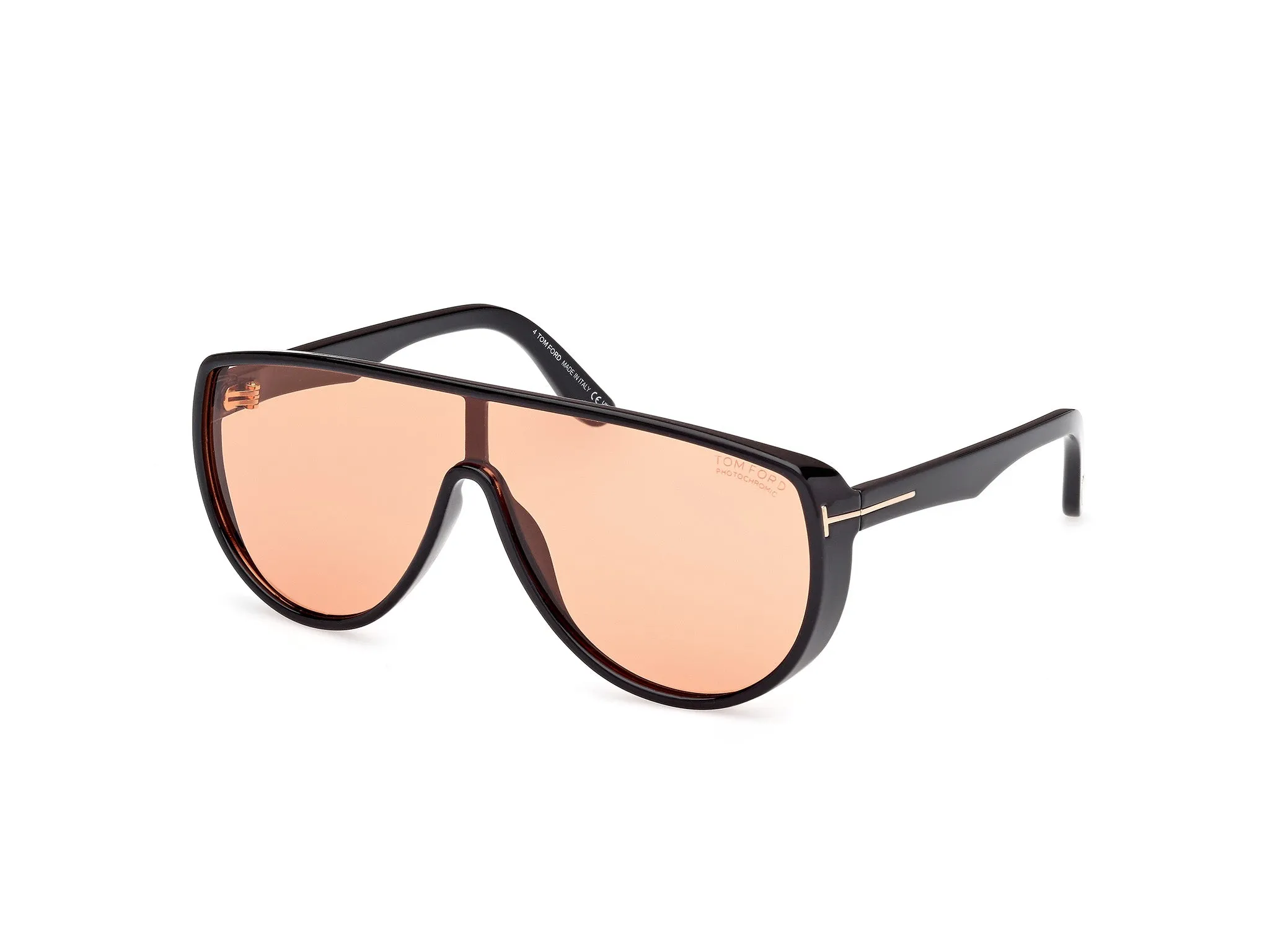 TOM FORD FT1182 ACHILLES 05E Occhiali da sole Iniettato Nero Arancione Maschera Fotocromatiche - immagine 1