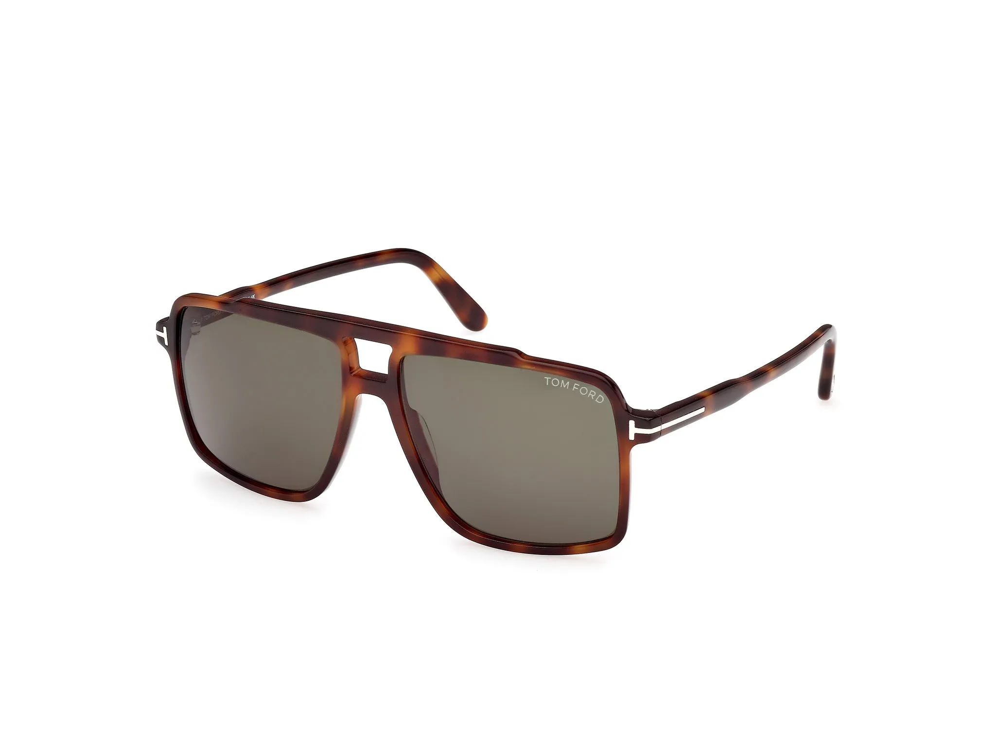 TOM FORD FT1177 KEMP 53N Occhiali da sole Acetato Havana Verde Squadrata Normale - immagine 1