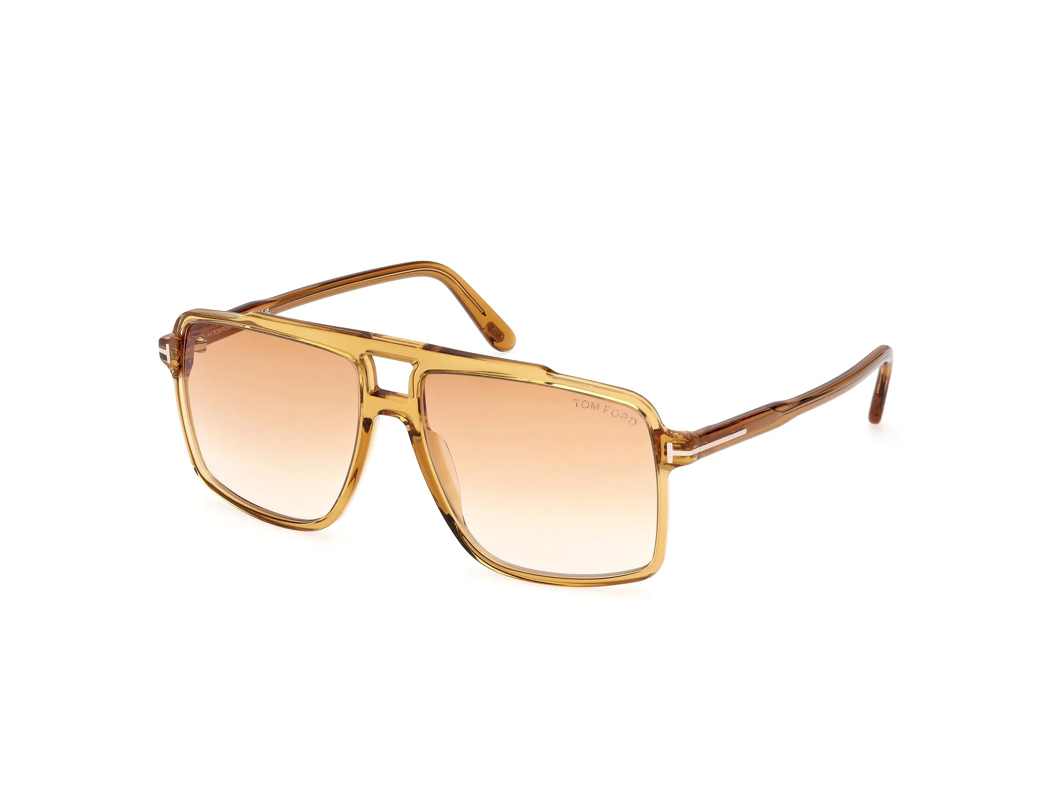 TOM FORD FT1177 KEMP 39F Occhiali da sole Acetato Giallo Marrone Squadrata Normale - immagine 1