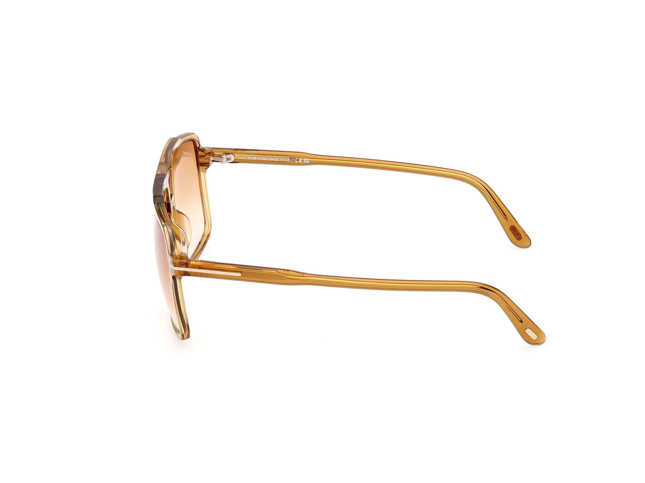 TOM FORD FT1177 KEMP 39F Occhiali da sole Acetato Giallo Marrone Squadrata Normale - immagine 3