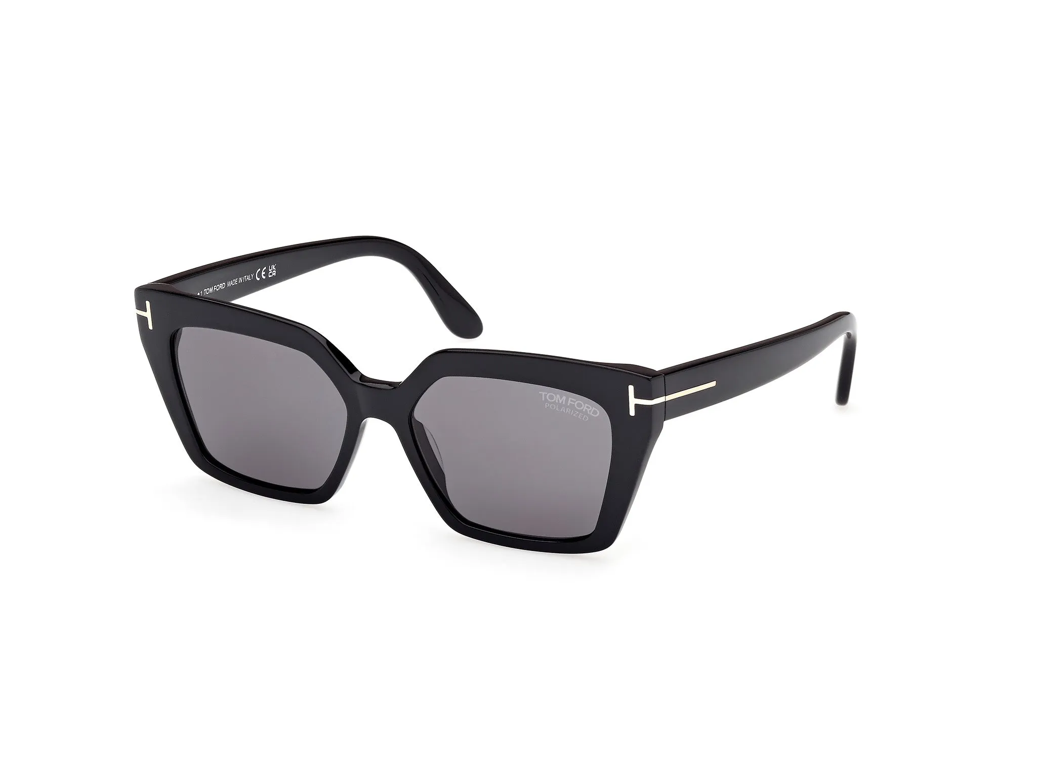 TOM FORD FT1030 WINONA 01D Occhiali da sole Acetato Nero Fumo Cat Eye Polarizzata - immagine 1