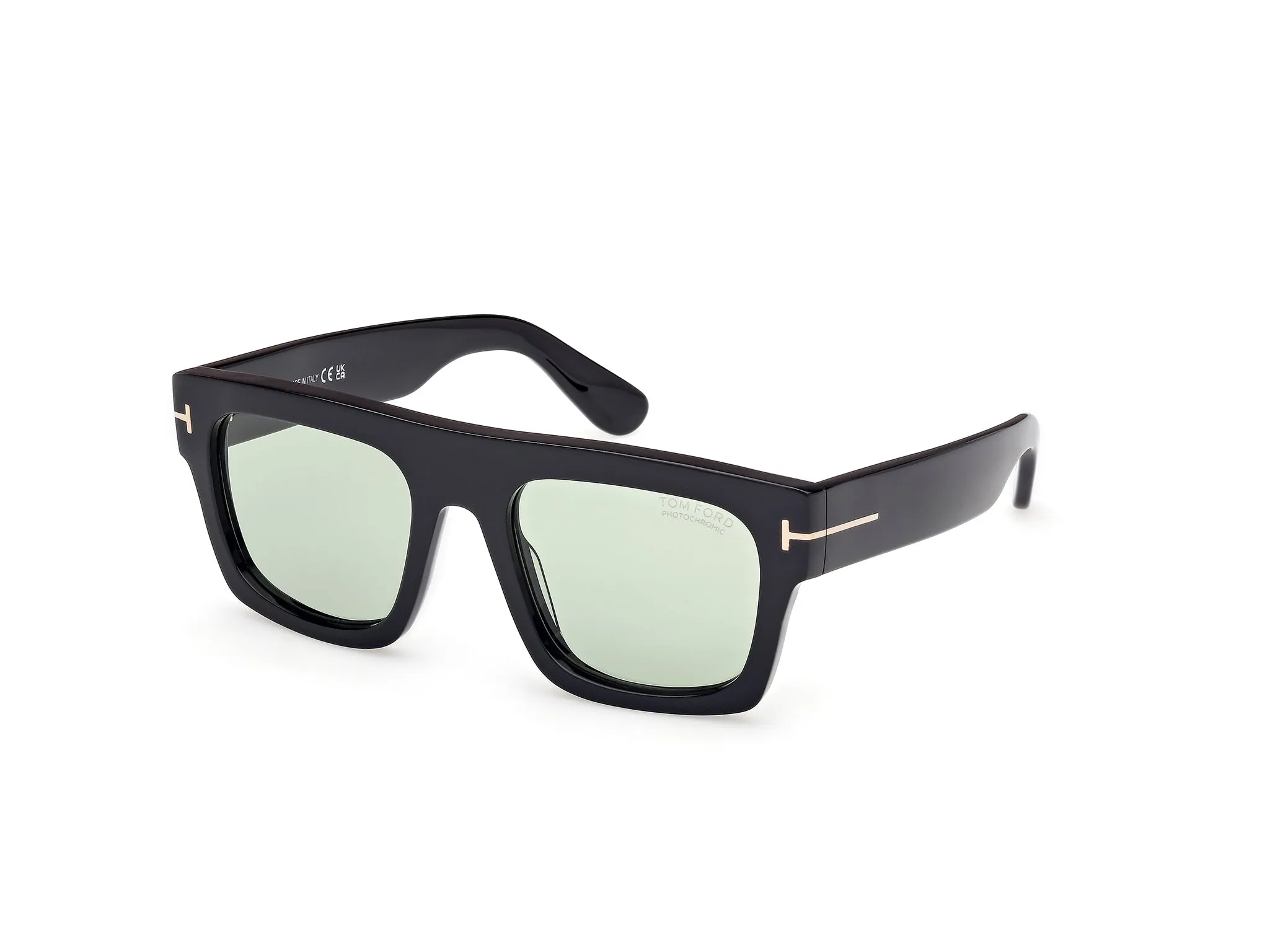 TOM FORD FT0711 FAUSTO 01N Occhiali da sole Acetato Nero Verde Squadrata Fotocromatiche - immagine 1