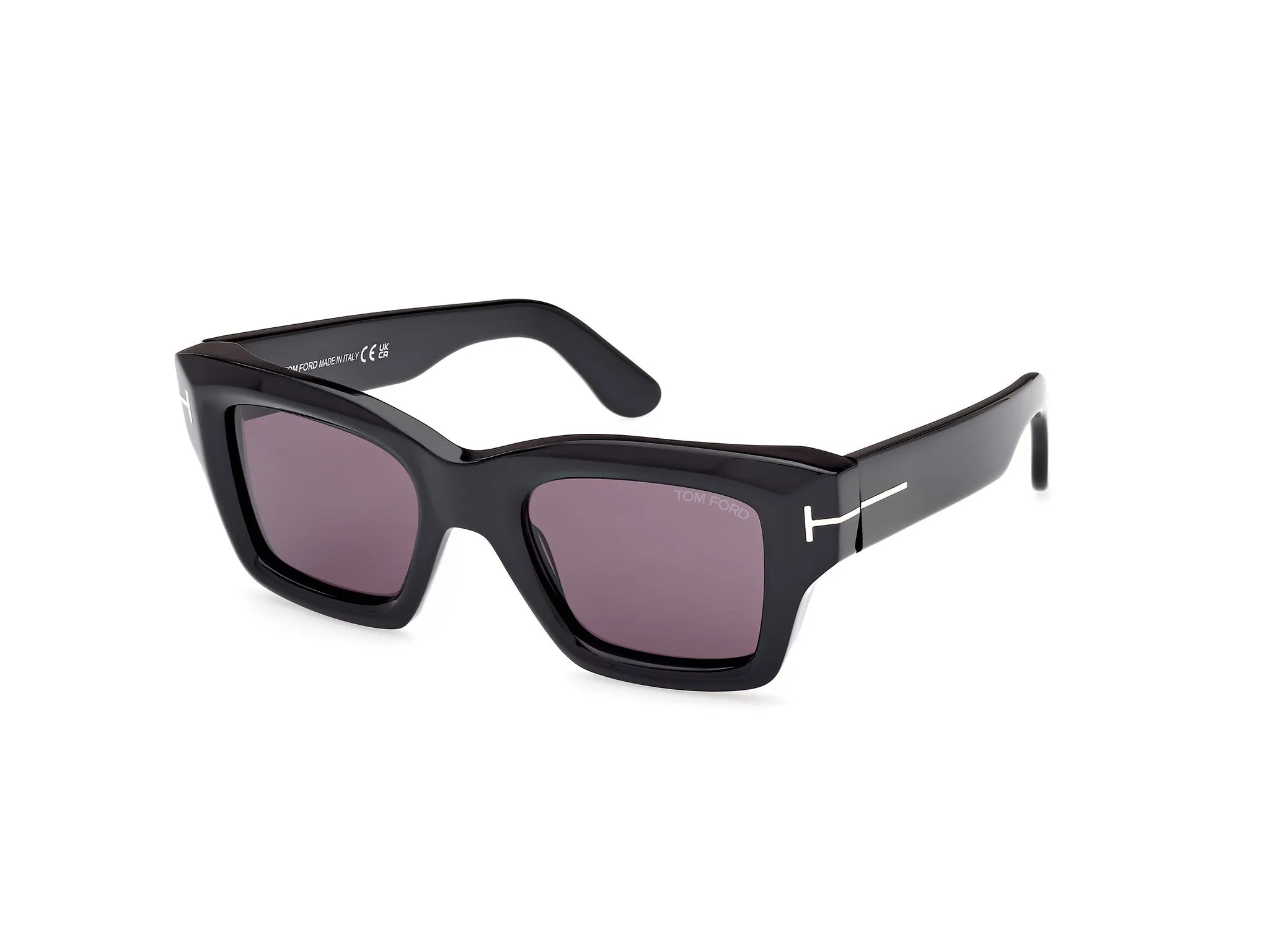 TOM FORD FT1154 ILIAS 01A Occhiali da sole Acetato Nero Fumo Squadrata Normale - immagine 1