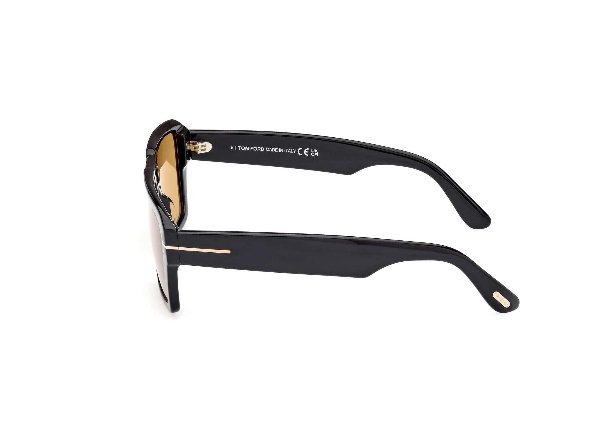 TOM FORD FT1153 REDFORD 01E Occhiali da sole Acetato Nero Marrone Squadrata Normale - immagine 3