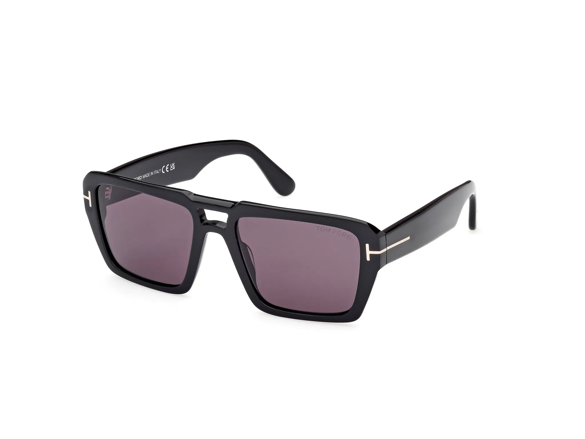 TOM FORD FT1153 REDFORD 01A Occhiali da sole Acetato Nero Fumo Squadrata Normale - immagine 1