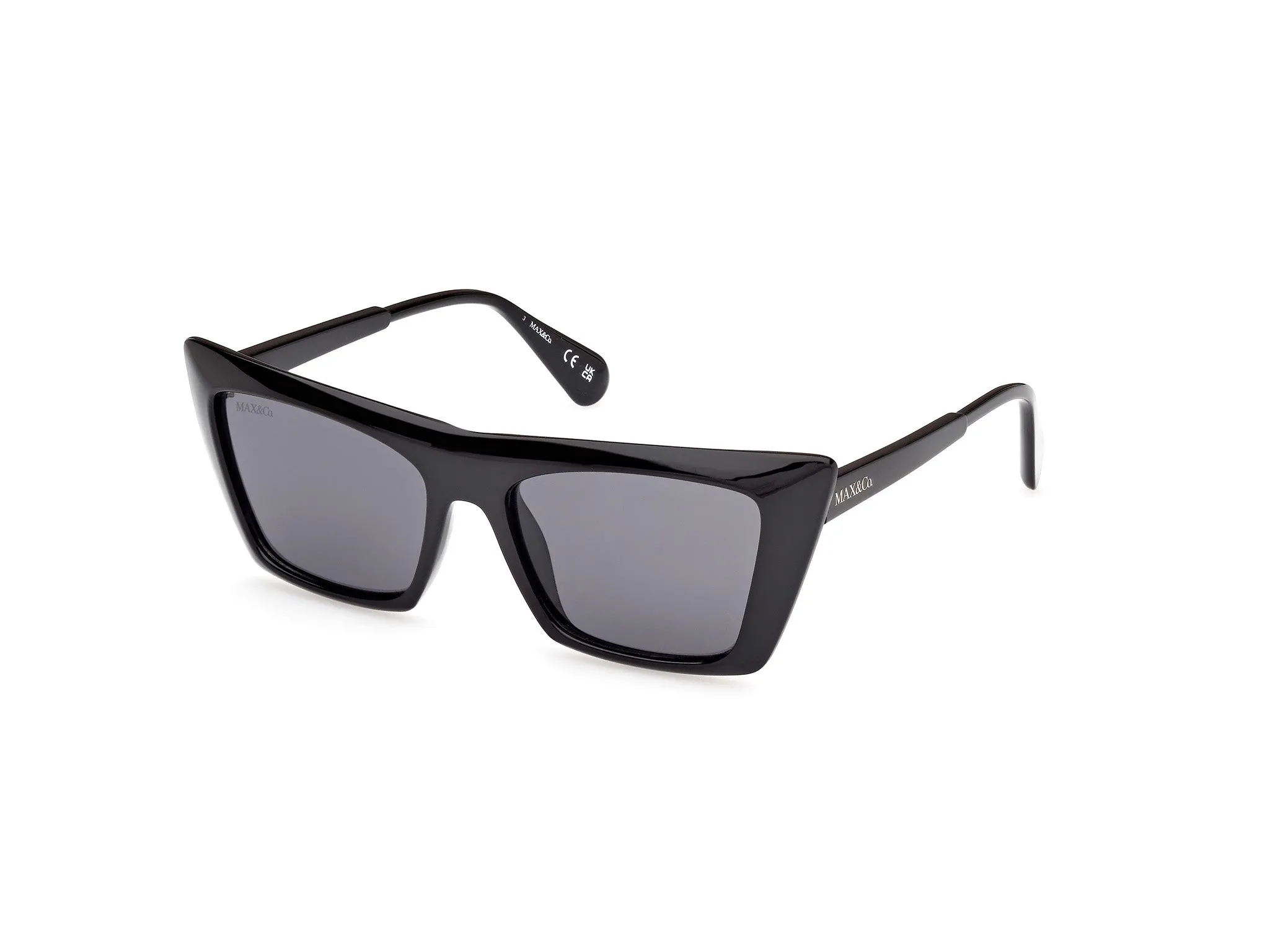 MAX&Co MO0122 01A Occhiali da sole Iniettato Nero Fumo Cat Eye Normale - immagine 1