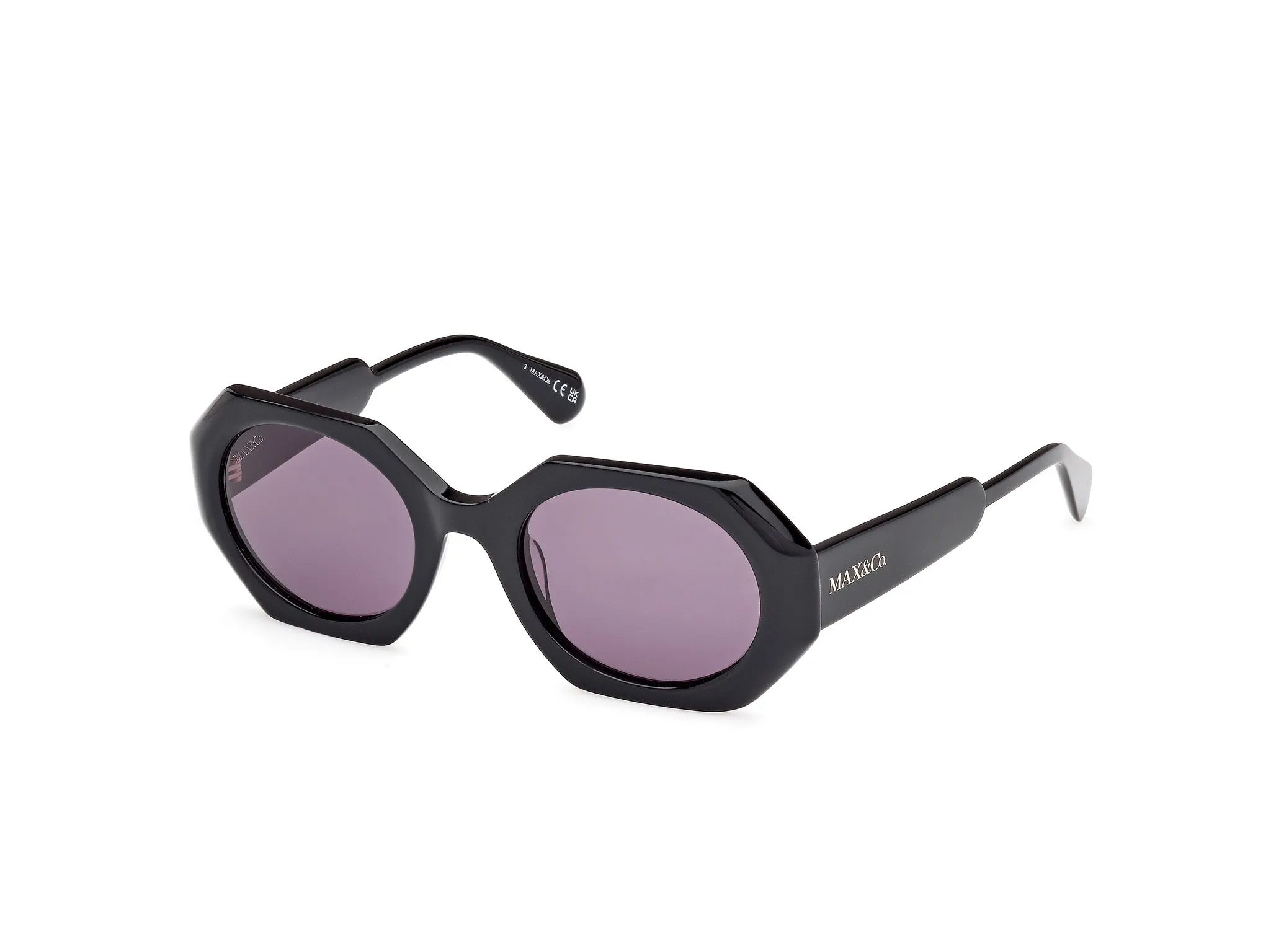 MAX&Co MO0115 01A Occhiali da sole Acetato Nero Fumo Geometrica Normale - immagine 1