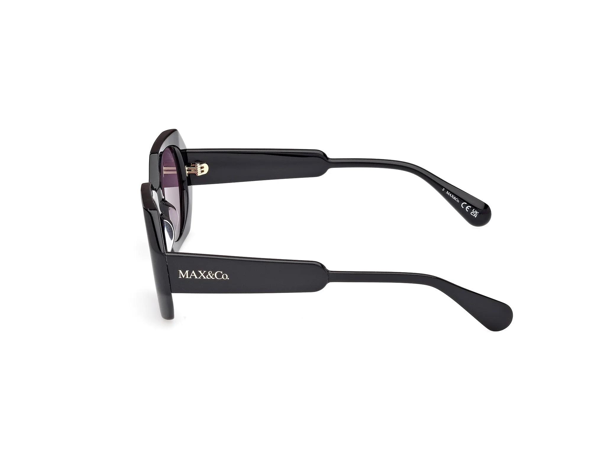 MAX&Co MO0115 01A Occhiali da sole Acetato Nero Fumo Geometrica Normale - immagine 3