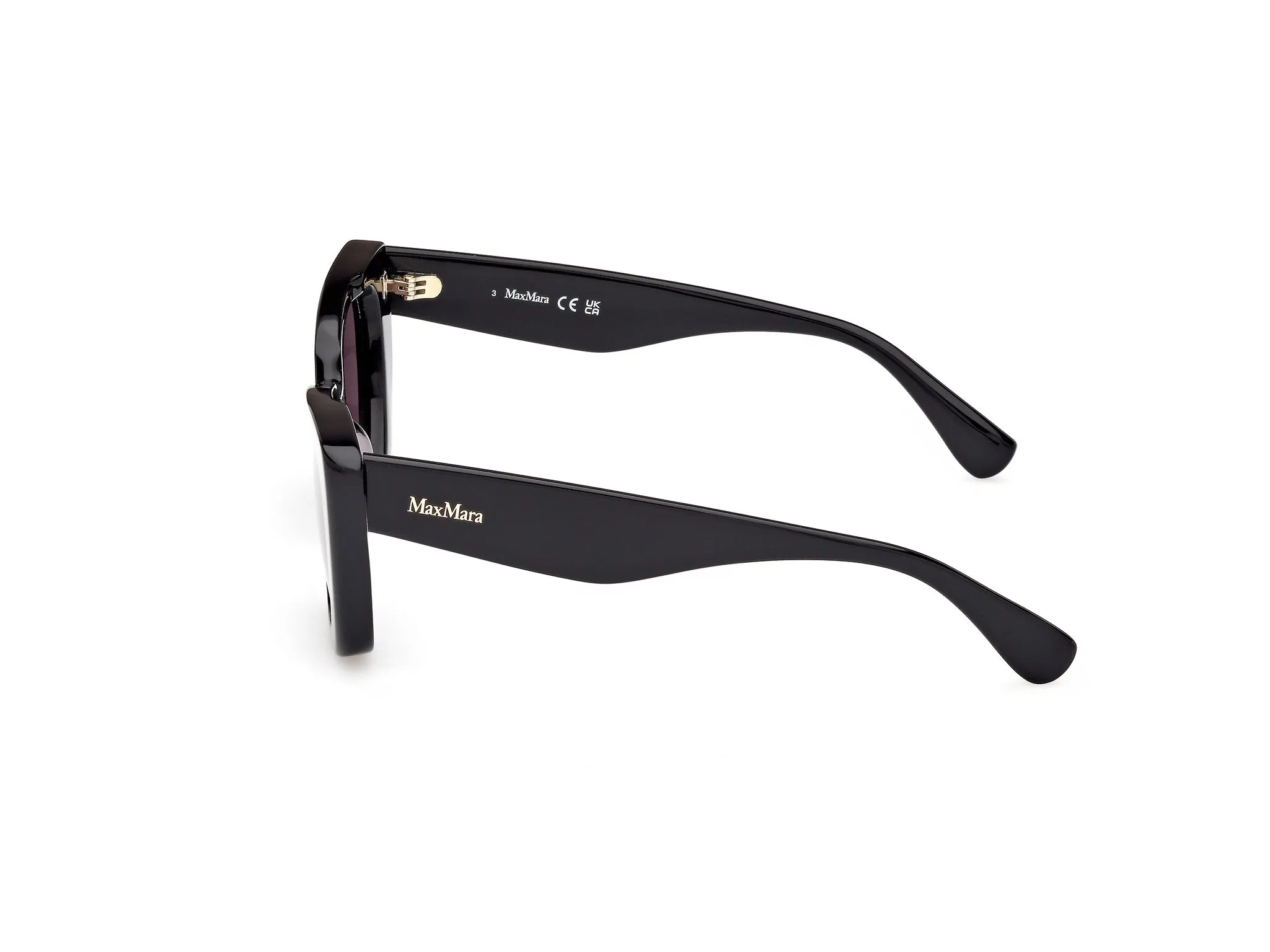 Max Mara MM0099 GLIMPSE5 01A Occhiali da sole Acetato Nero Fumo Farfalla Normale - immagine 3